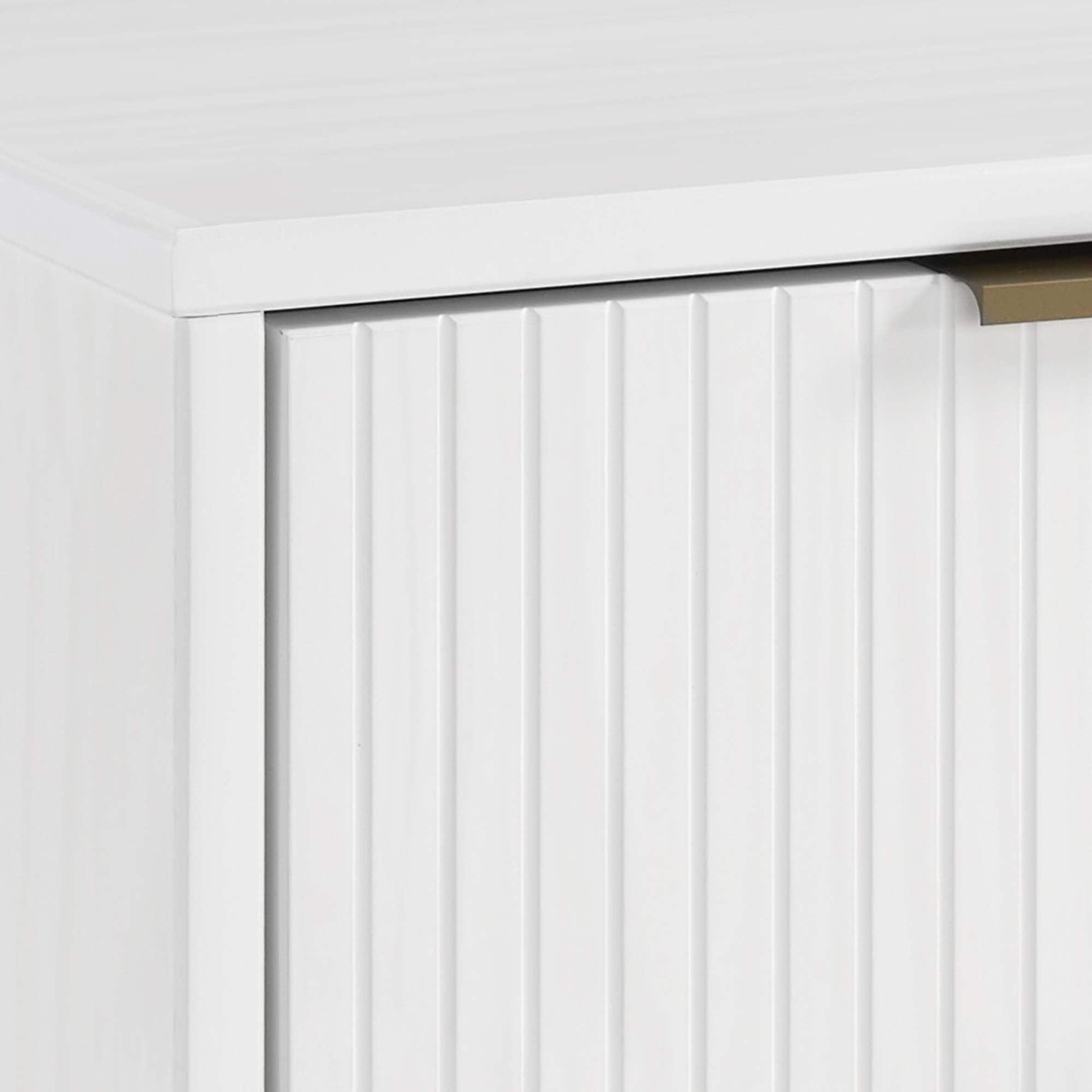 Manhattan Comfort Set of 2 Granville 2 Drawer Nightstands White: Modern Style, Pine Frame, Metal Glides, Includes Anti-Tip Hardware