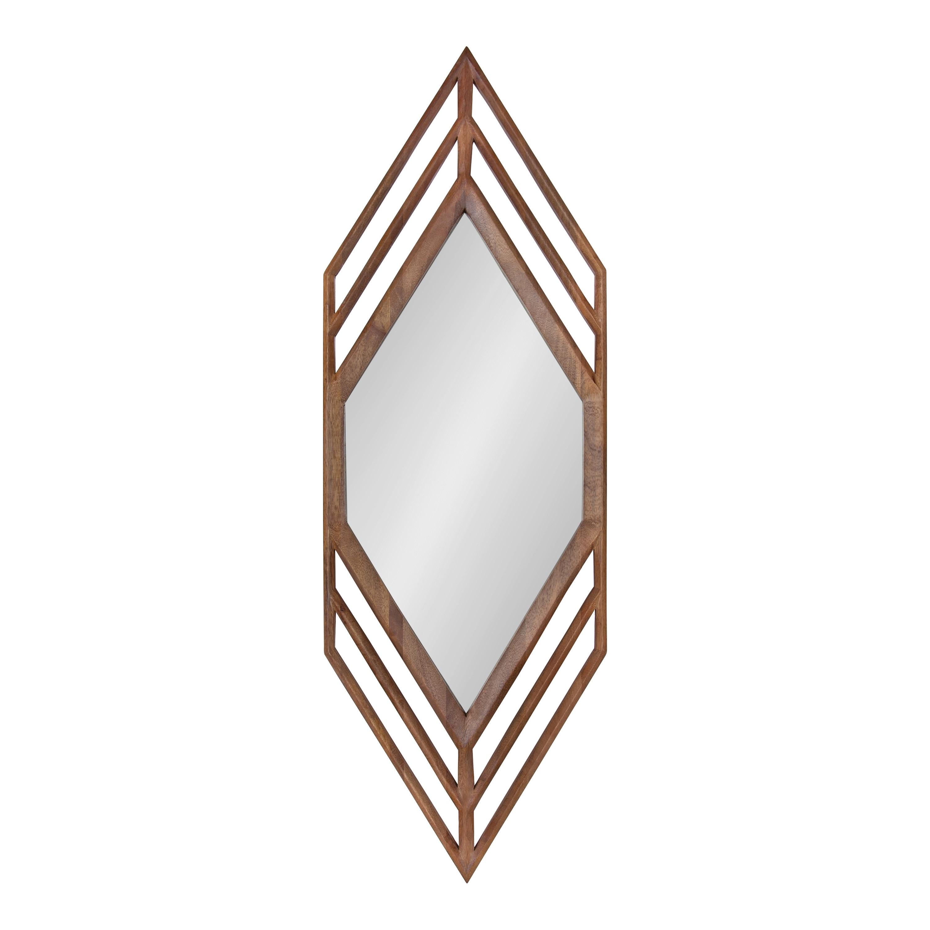 Kate and Laurel Vayga Bohemian Geometric Decorative Wall Mirror, 14 x 42, Natural, Modern Hexagon Mirror for Wall