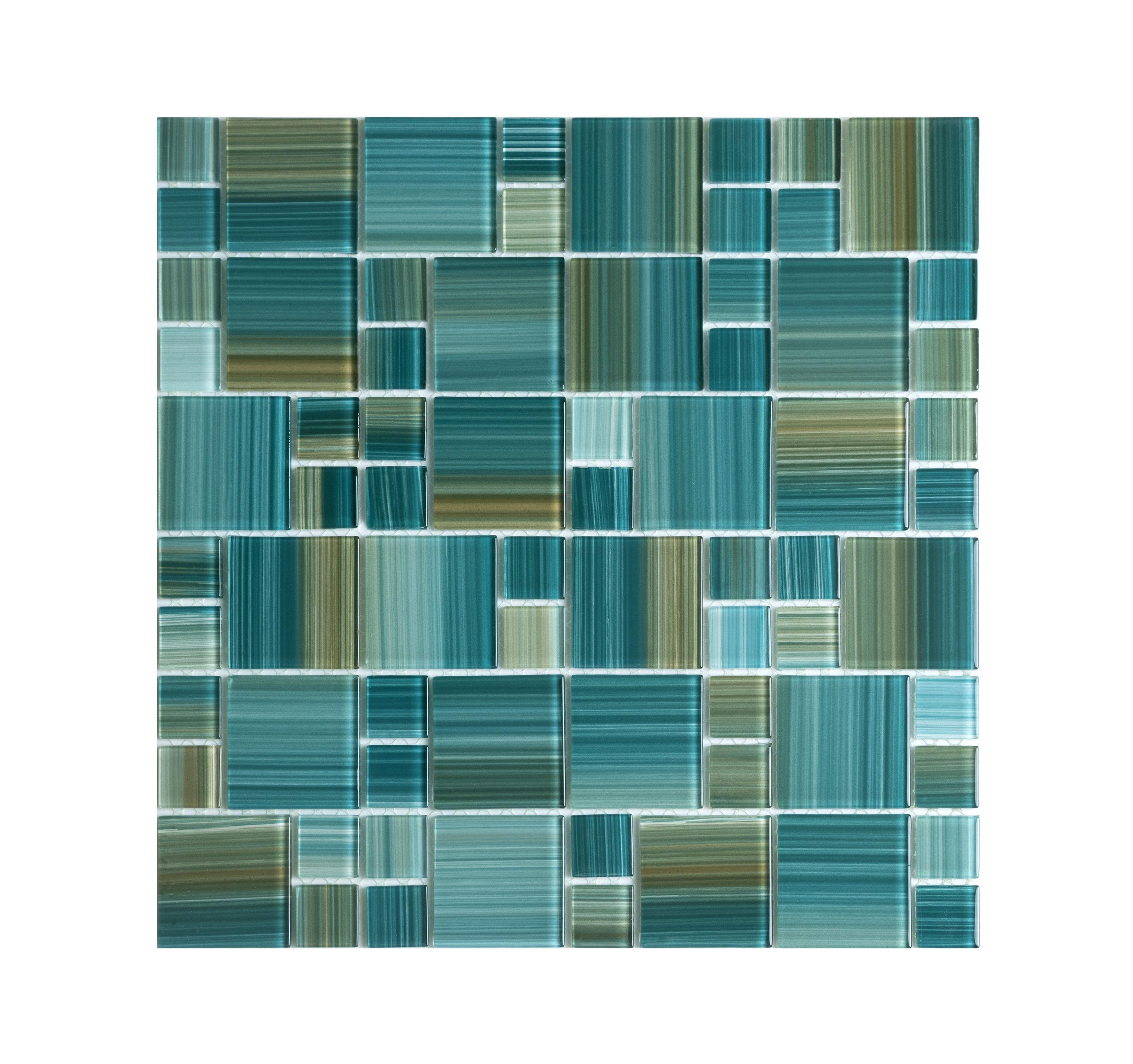 Swimming Pool Random Sized Straight Edge Glass Mosaic Tile
