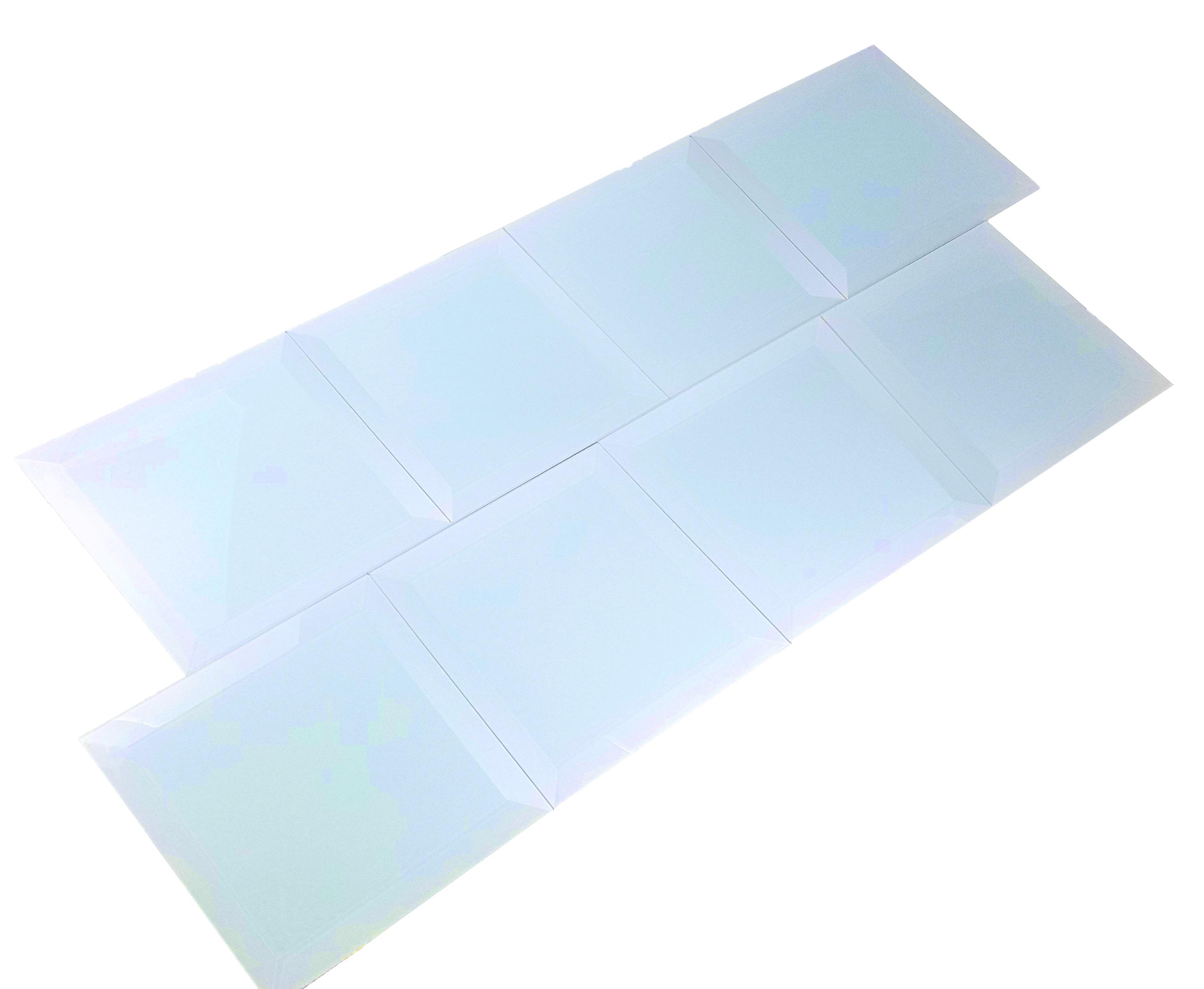 Frosted Elegance 8 in. x 8 in. Diamond Grade Glass Beveled Large Format Square Decorative Kitchen & Bathroom Wall Tile