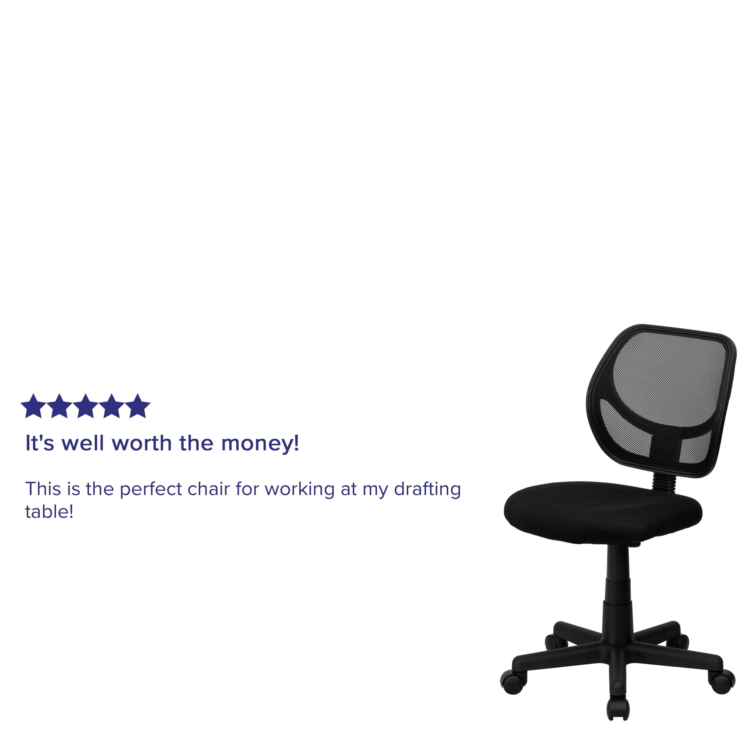 Flash Furniture Low Back Black Mesh Swivel Task Office Chair with Curved Square Back