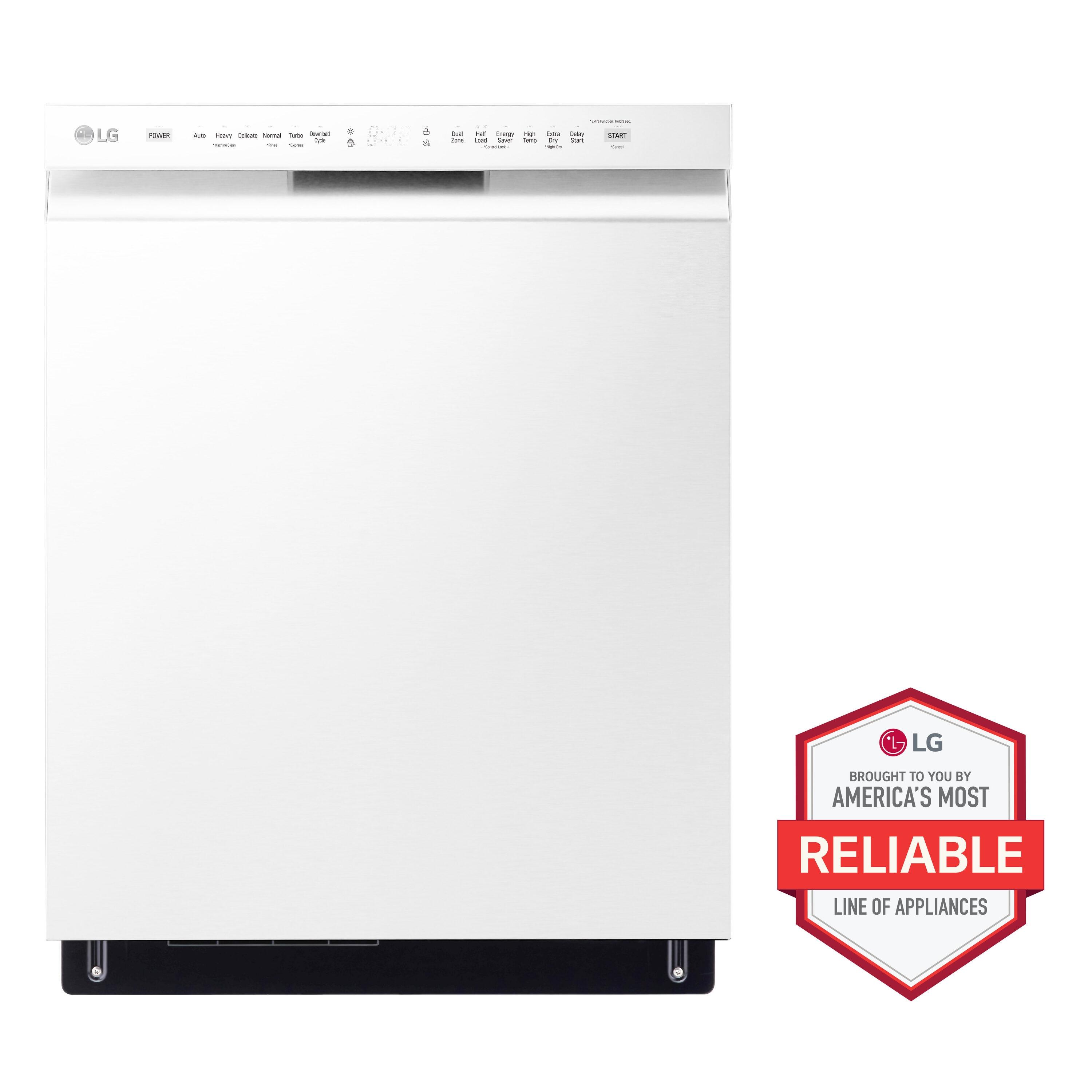 LG 24 in. PrintProof Stainless Steel Front Control Dishwasher with QuadWash, 3rd Rack & Dynamic Dry, 48 dBA