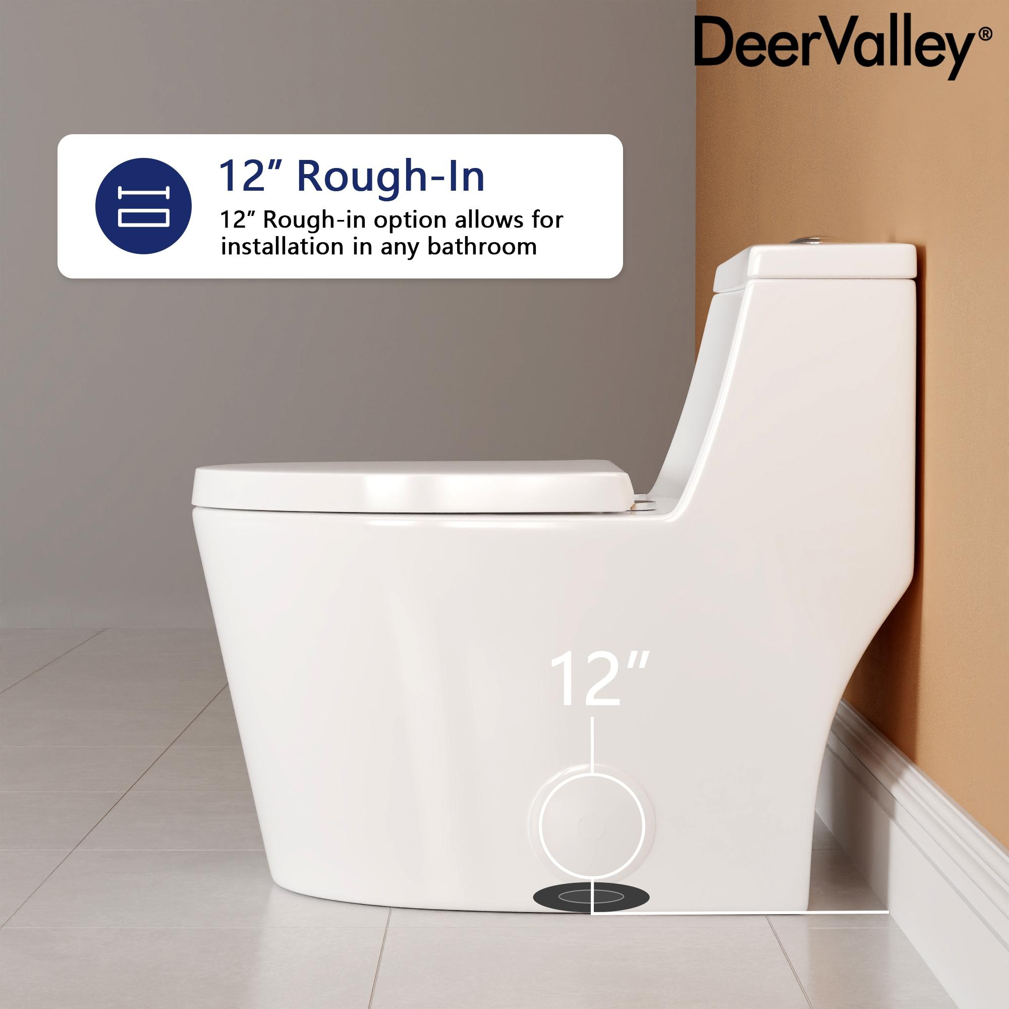 DeerValley Prism Dual-Flush Elongated One-Piece Toilet with Glazed Surface Lower Water Tank for Space Saving (Seat Included)