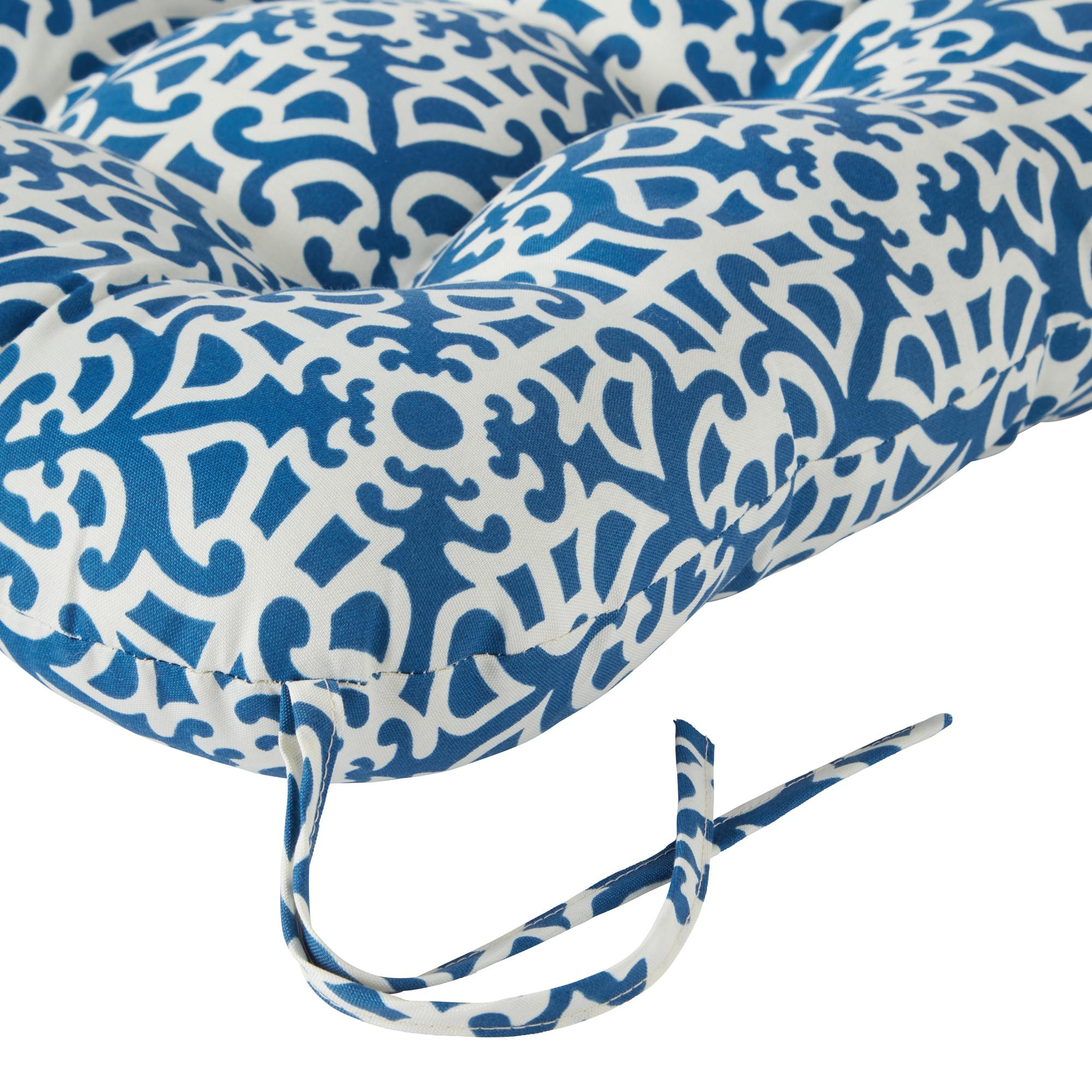 Greendale Home Fashions Indigo Lattice 42 x 21 in. Outdoor Reversible Tufted Chair Cushion