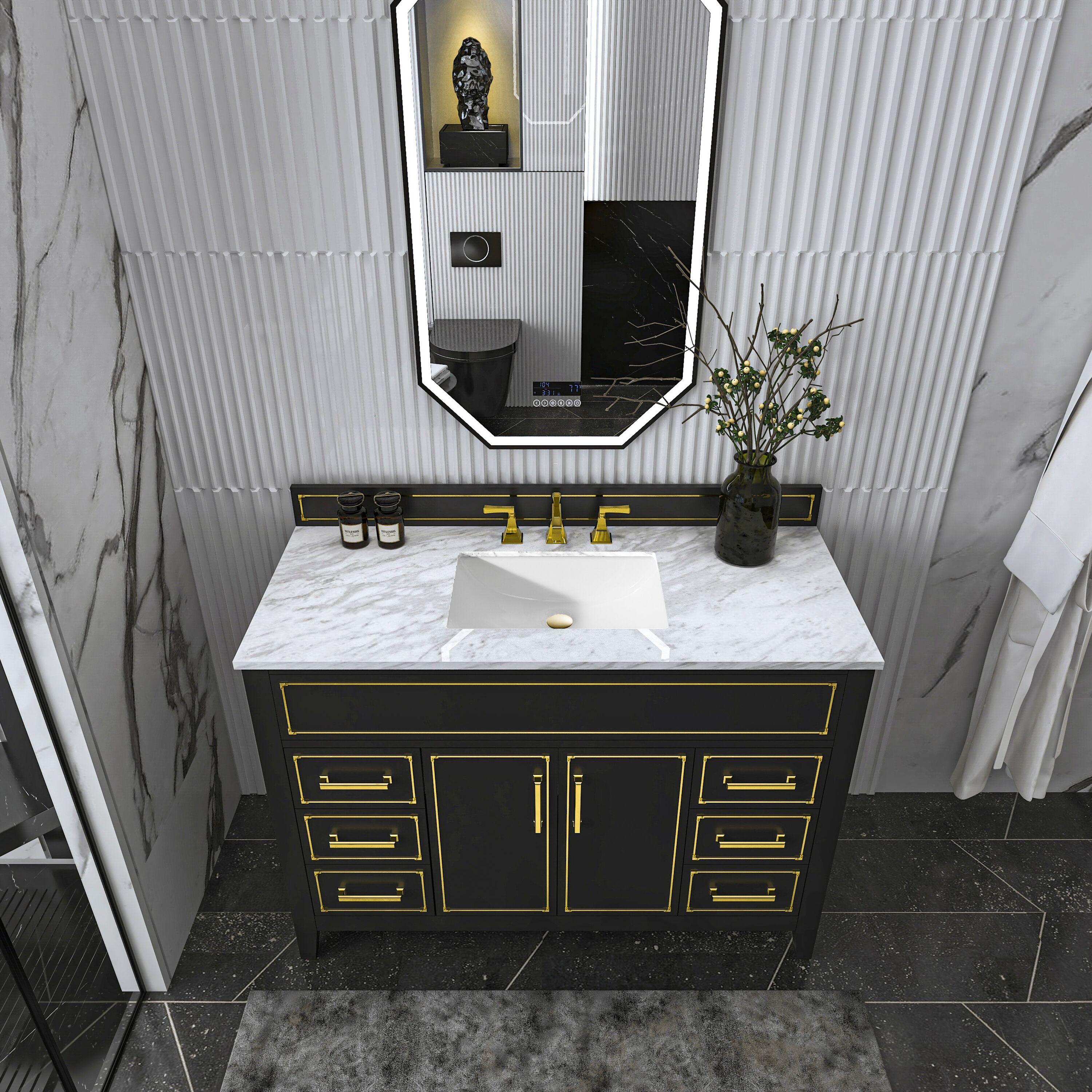 Aspen 48'' Single Bathroom Vanity with Carrara Marble Top