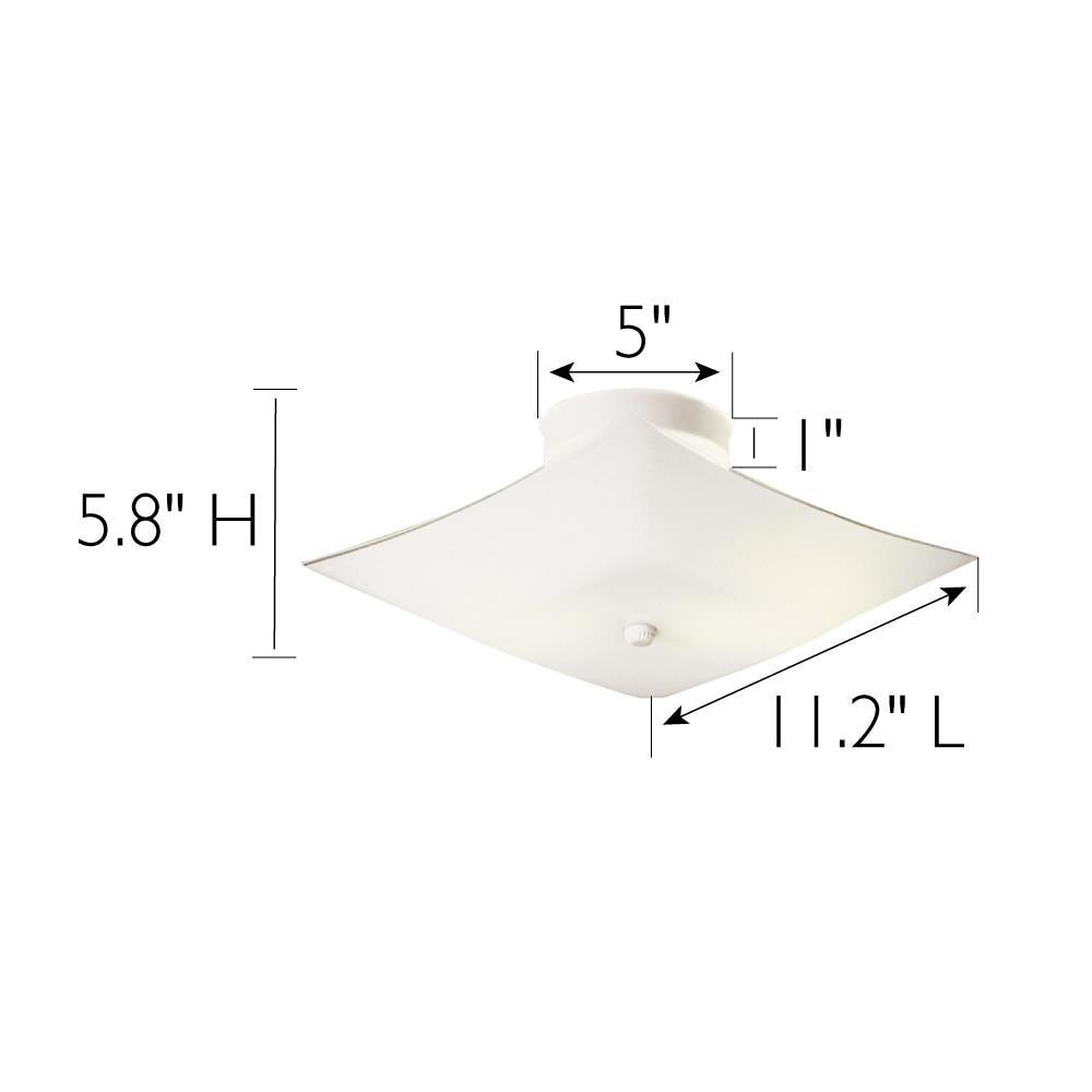 Design House 501338 Two-Light Square Frosted White Glass Semi-Flush Ceiling Mounted Light 11-inch, White