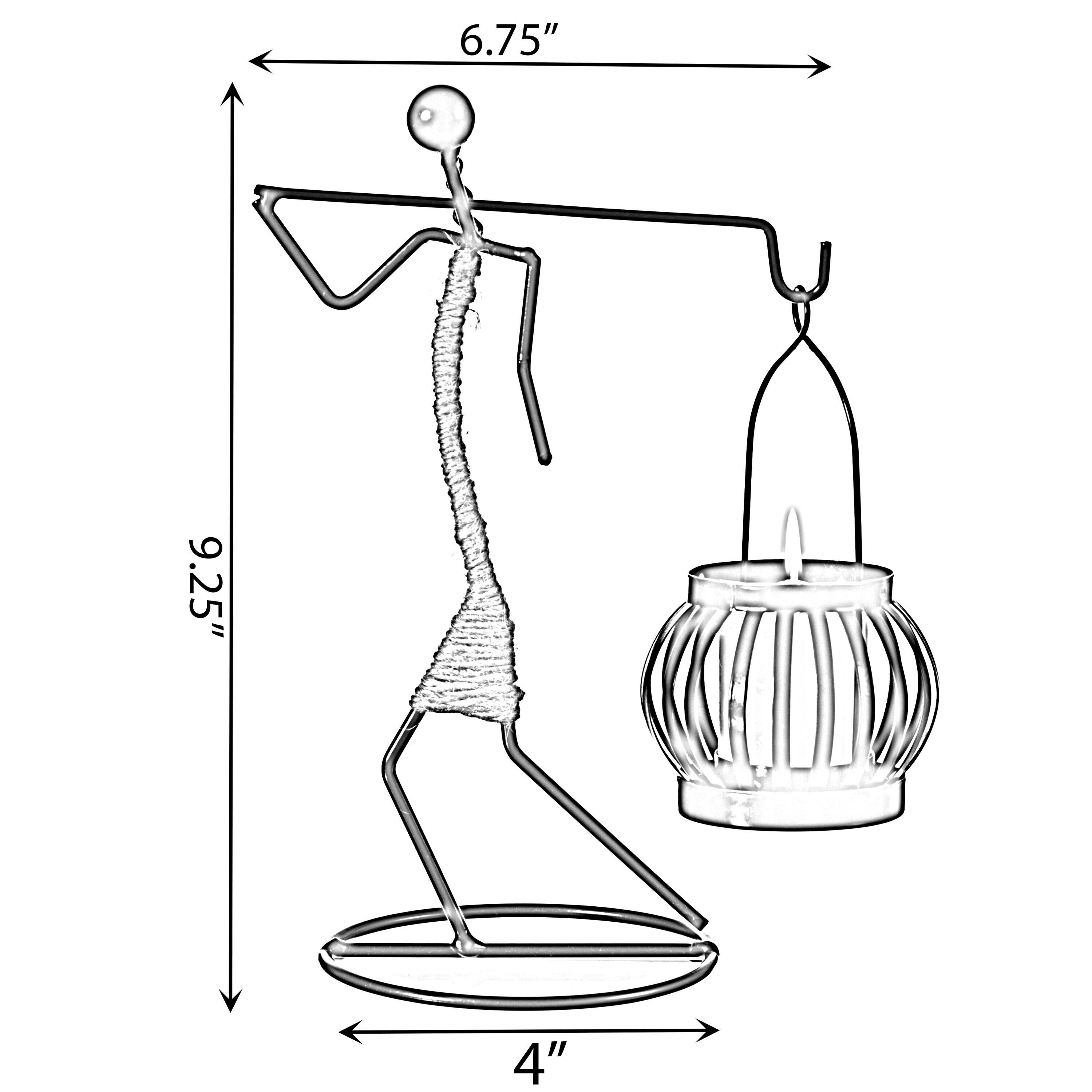 Fabulaxe Wire Figure Candle Holder Decorative Modern Tea Light Lantern Tabletop Centerpiece Candle Stand, Back Carry