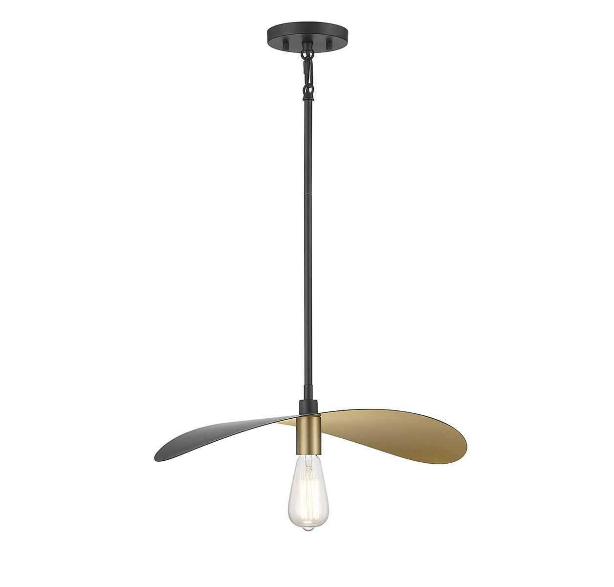 Matte Black and Painted Gold Metal Shade 1-Light Pendant