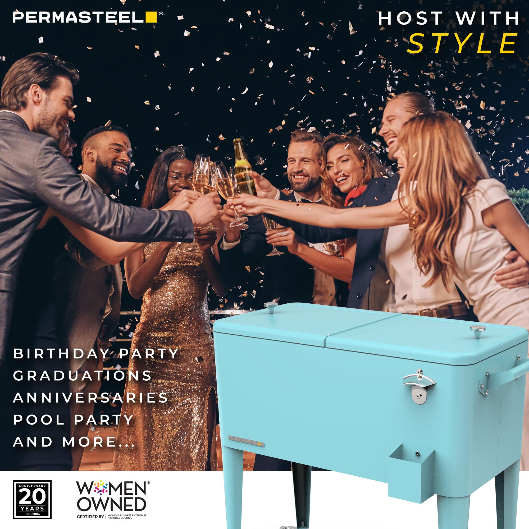 Permasteel 80-Qt Classic Outdoor Patio Cooler On Wheels