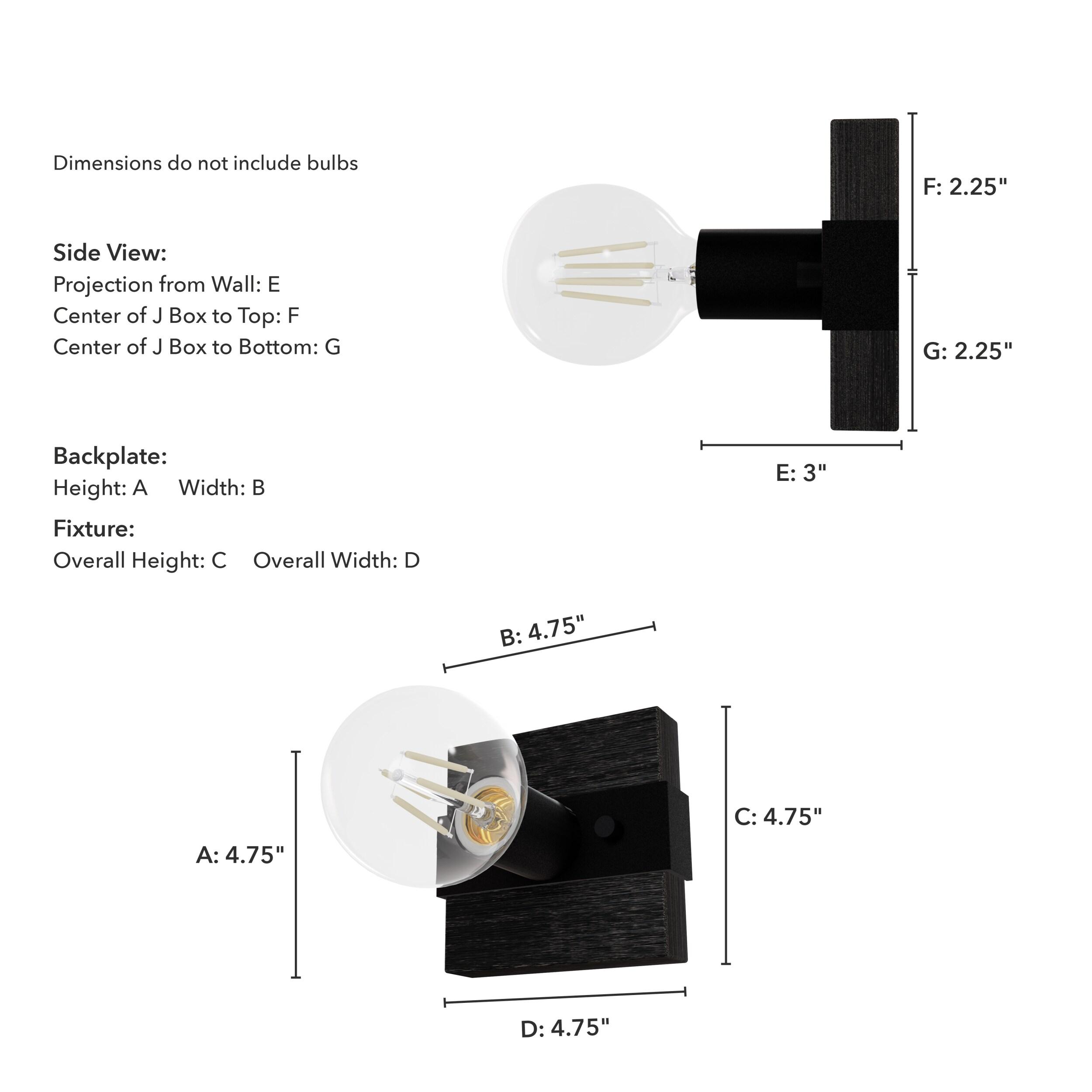 Hunter Fan Donelson Natural Black Iron and Dark Ash Sconce Wall Light Fixture: ETL Listed, Dimmable, Metal Body