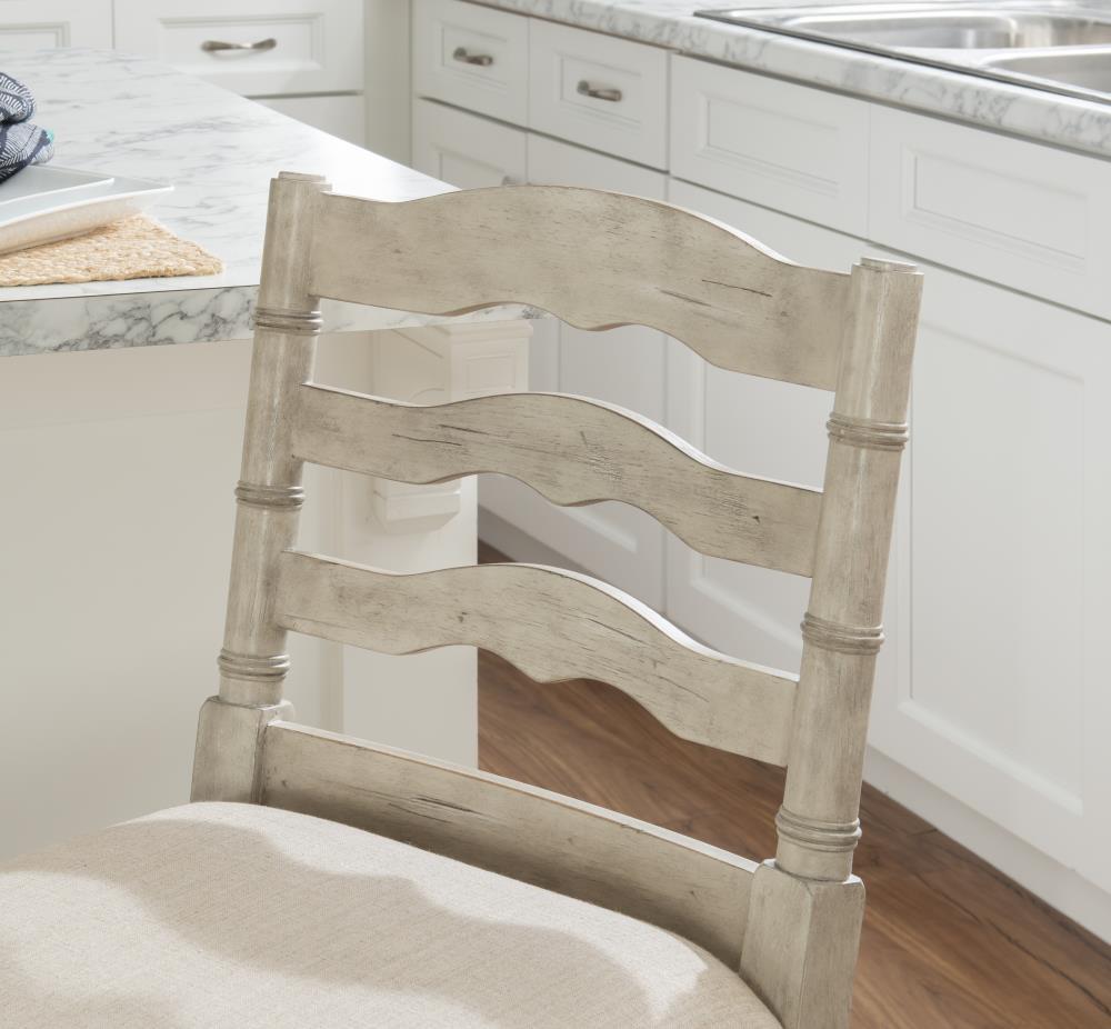 24" Marino Padded Seat Counter Height Barstool Upholstered Seat and Back White - Linon: Rubberwood Frame, Foam Fill, Ladder-Back Design