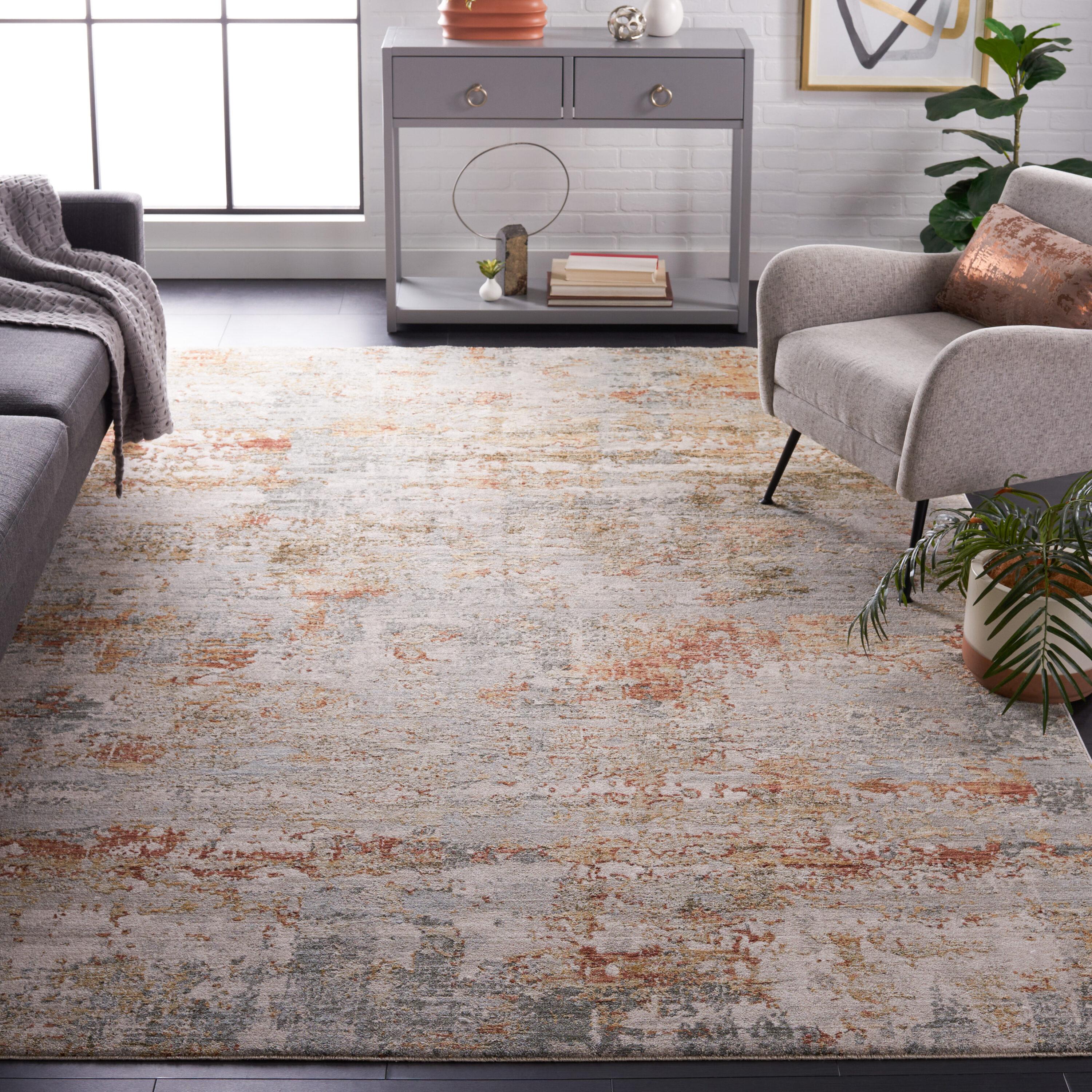 Adrianna ADN200 Machine Made Indoor Area Rug - Blue/Rust - 8'x10' - Safavieh
