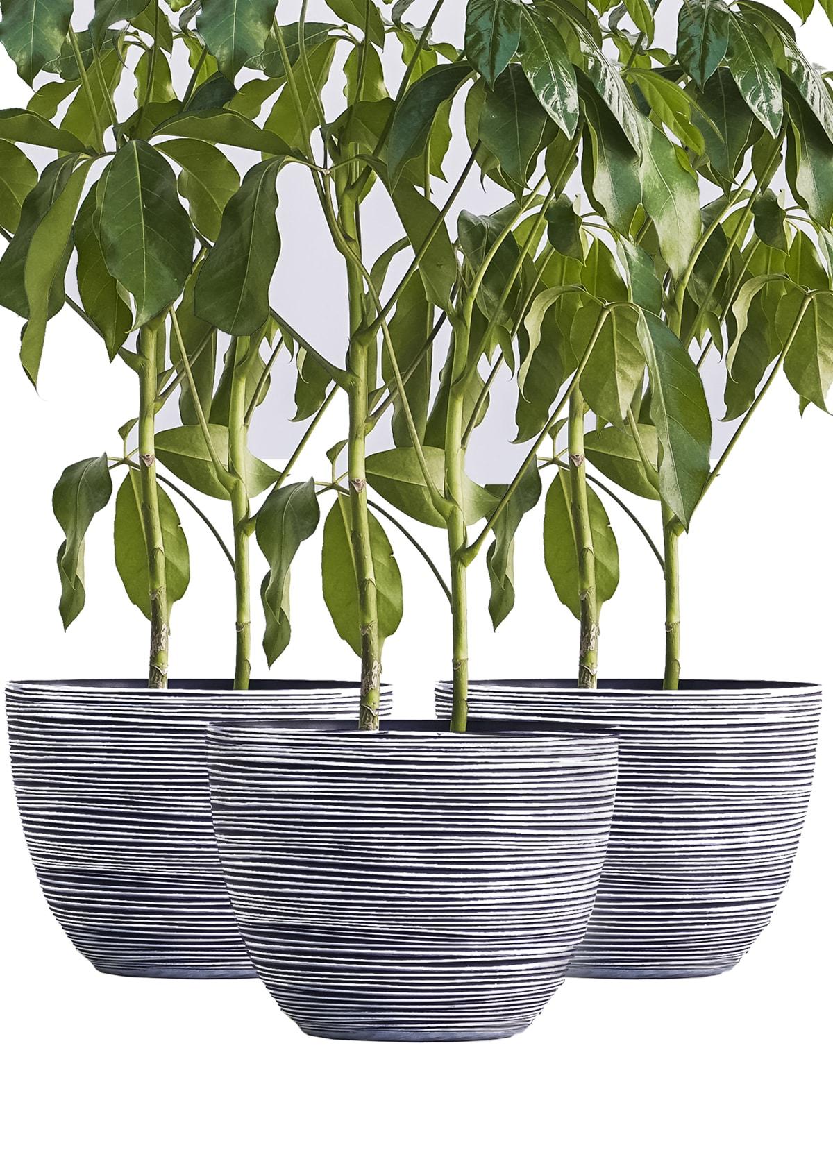 Xbrand Modern Nested Round Textured Pot Planter, Set of 3, 12 Inch Tall, White