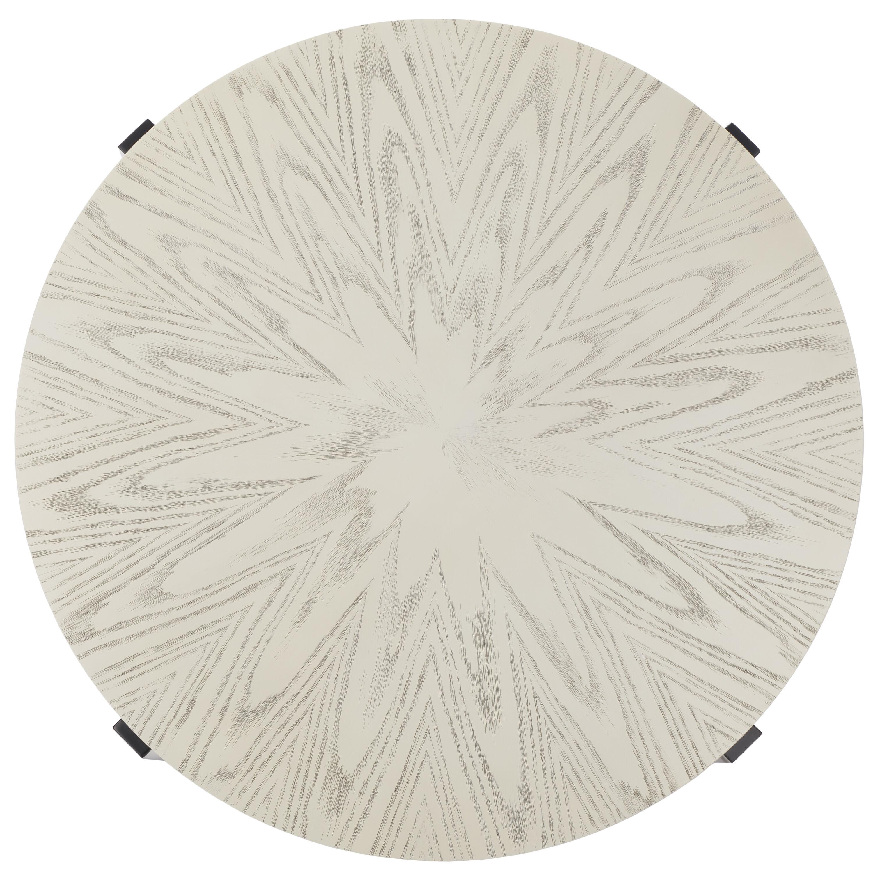 SAFAVIEH Navya Round Coffee Table, White Wash Top/Black Legs