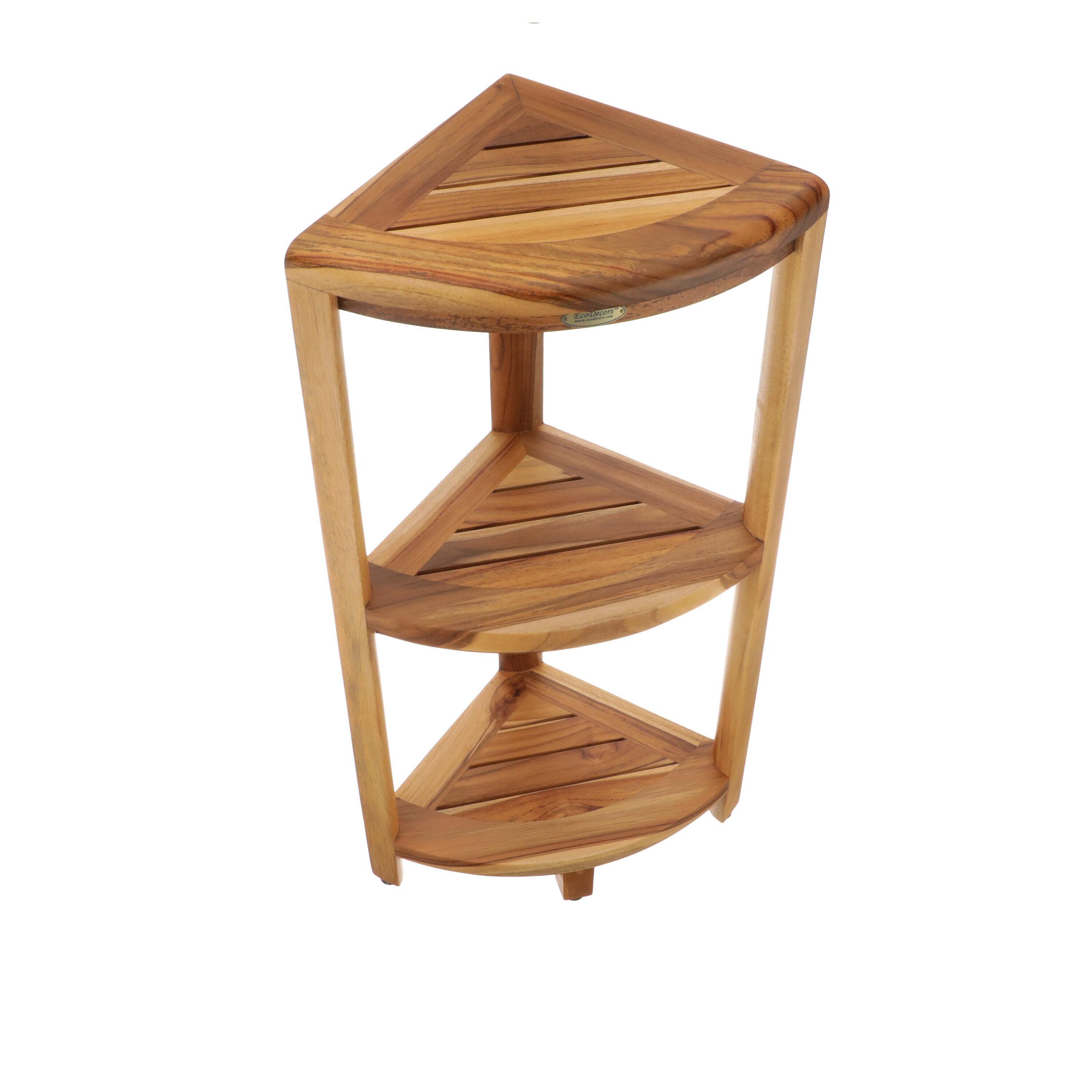 EcoDecors EcoDecors, Snazzy Corner, Teak Corner Shower Shelf, Shower Stand Corner, in EarthyTeak™