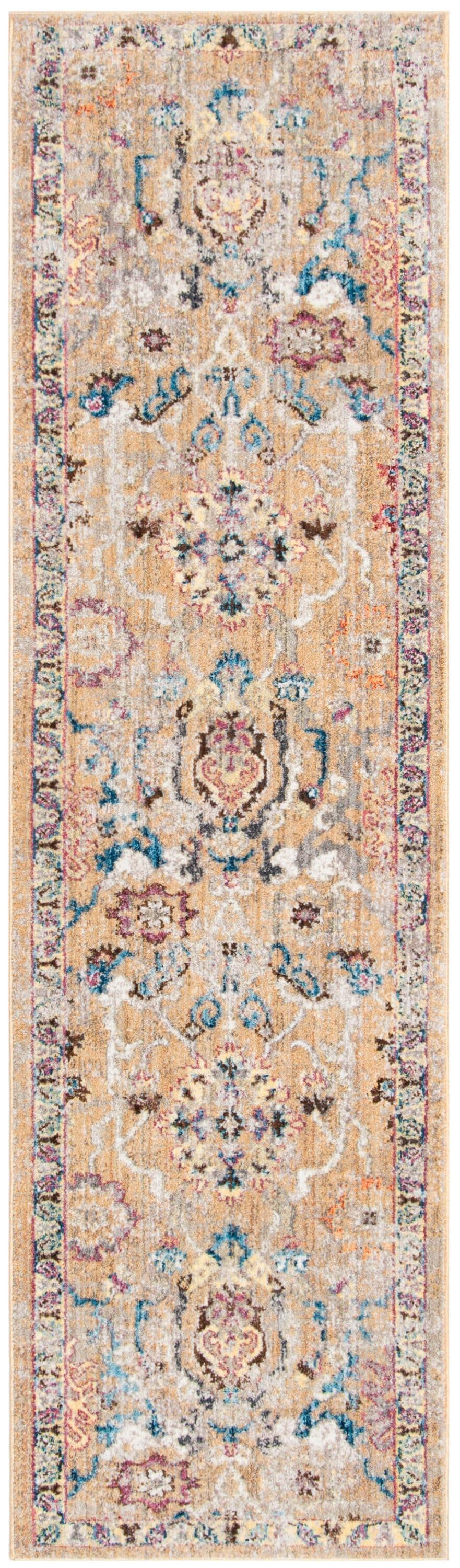 Bristol BTL347 Power Loomed Indoor Runner Rug - Camel/Blue - 2'3"x8' - Safavieh