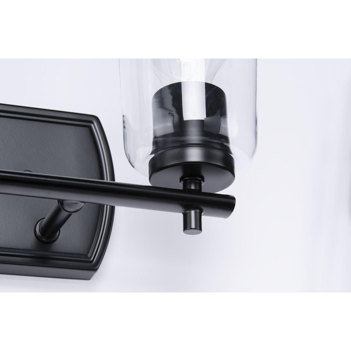 Progress Lighting Adley 2-Light Bath Wall Light, Black, Clear Glass Shades