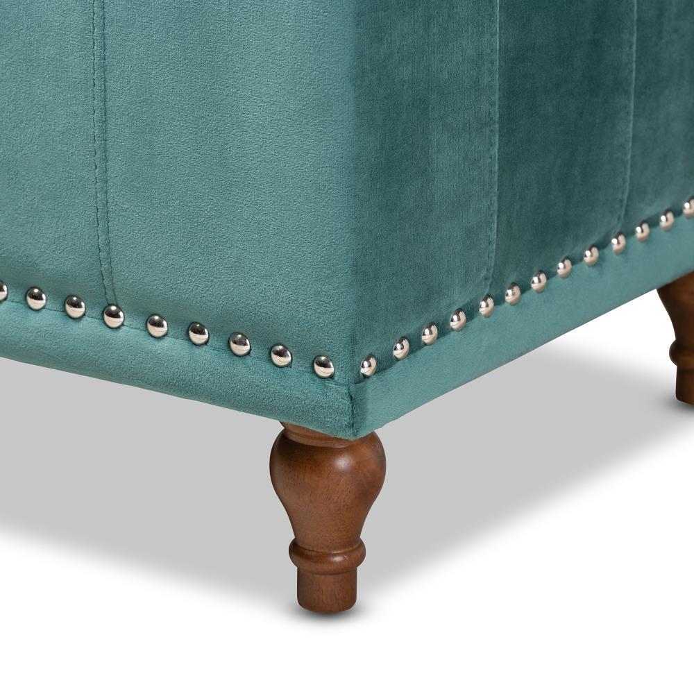 Kaylee Velvet Upholstered Button Tufted Ottoman Bench with Interior Storage - Baxton Studio