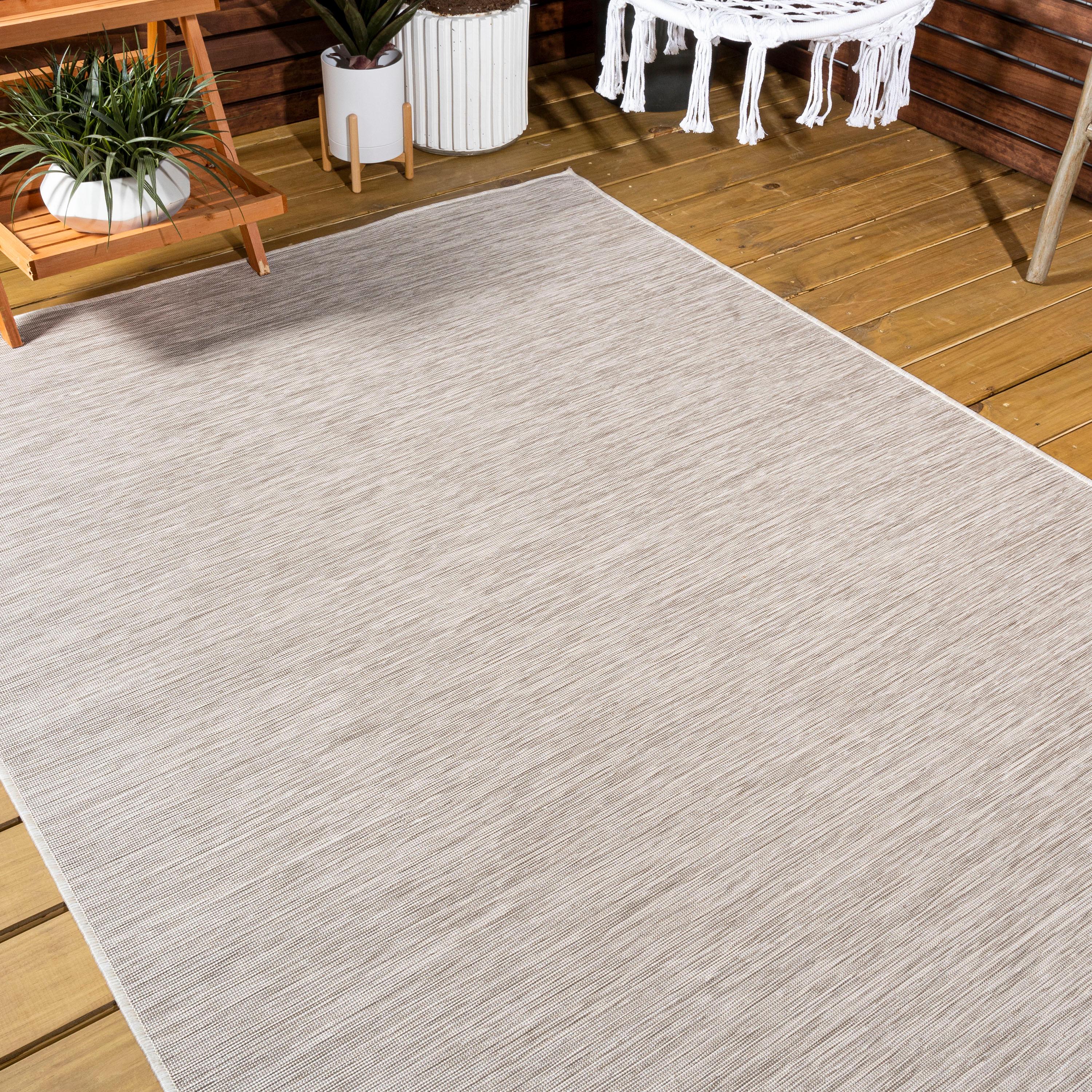 9'x12' Ethan Modern Flatweave Solid  Area Rug, Light Gray - JONATHAN Y