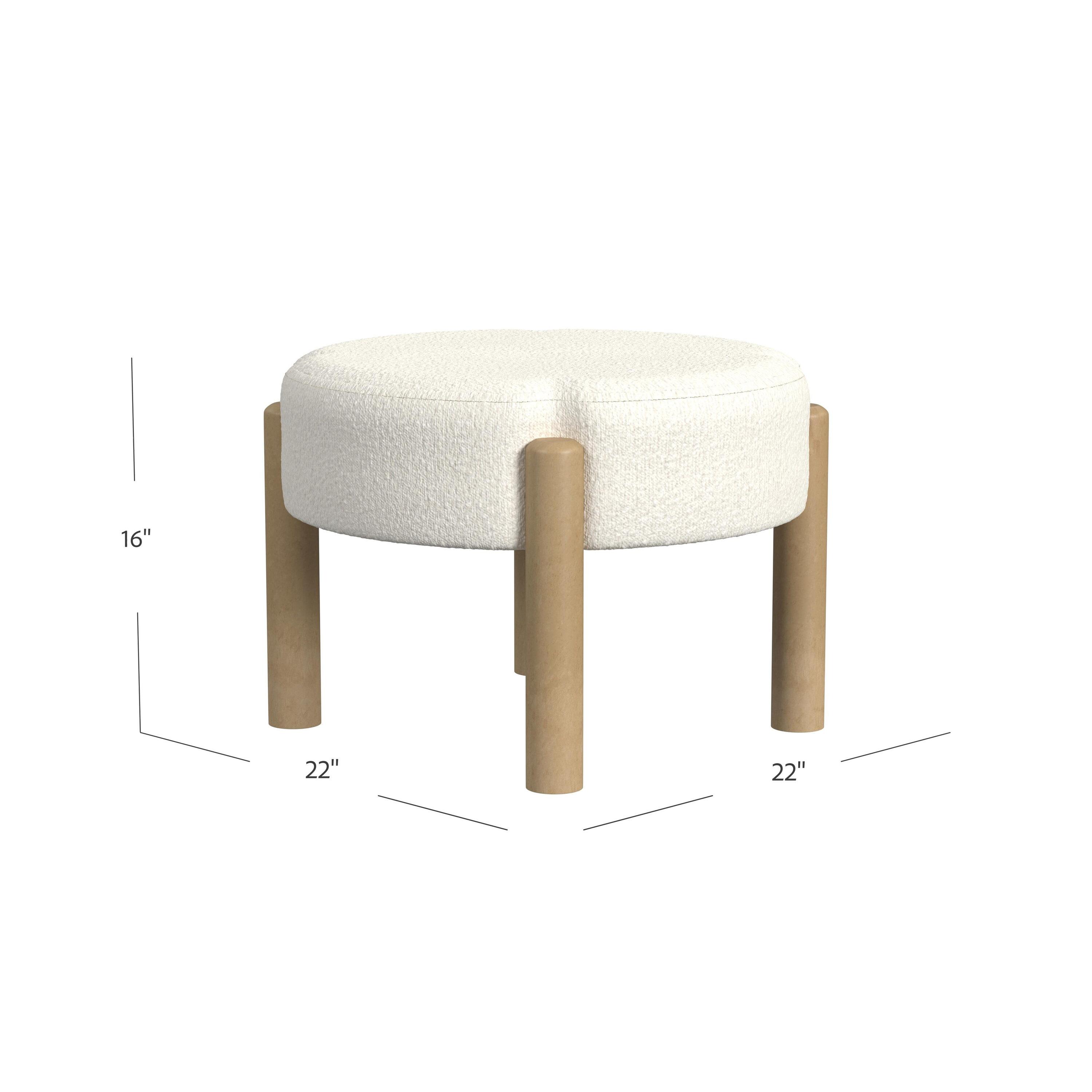 Luna Boucle Ottoman Cream - HomePop: Round, Upholstered, Wood Frame, No Assembly Required