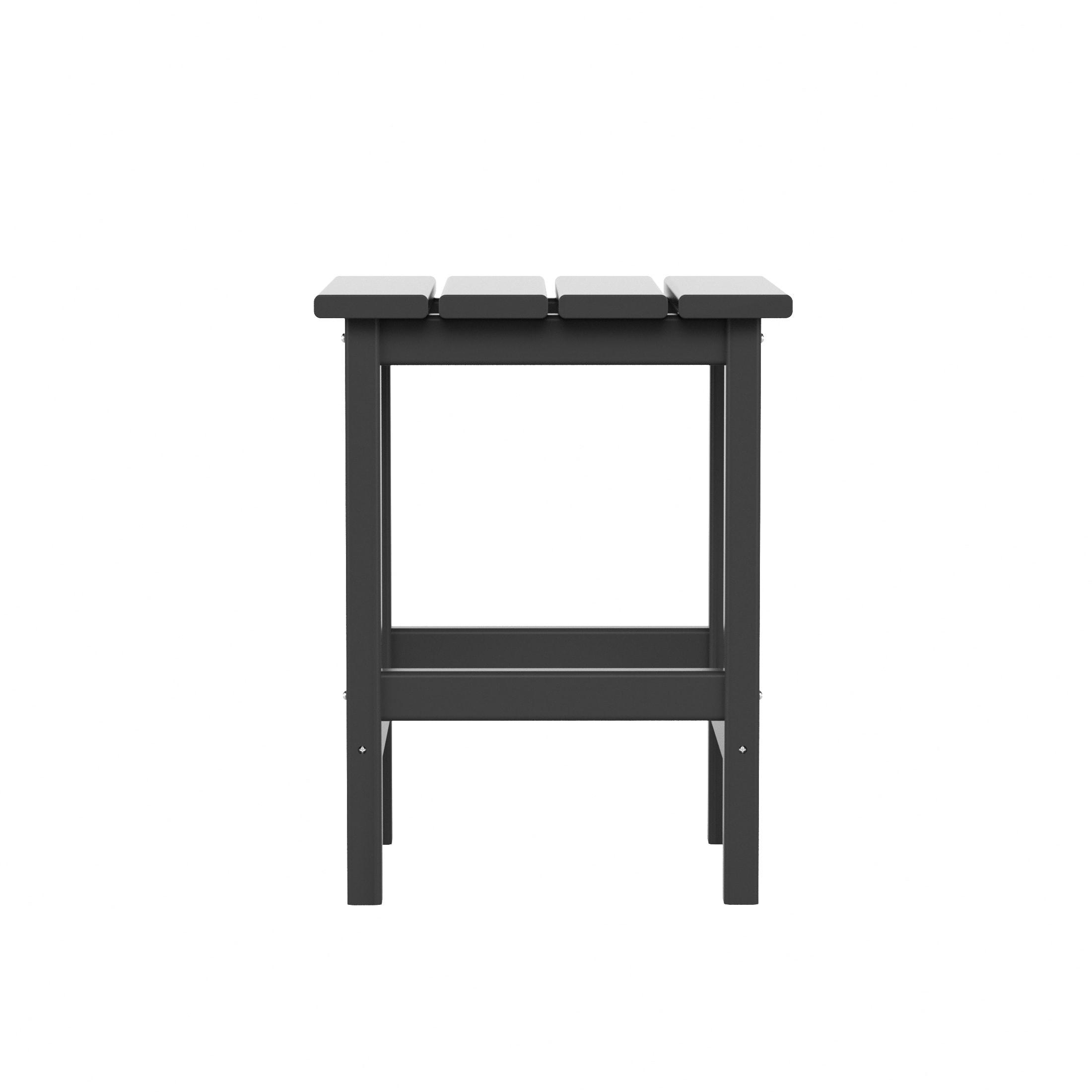 Polytrends  Laguna Hdpe All Weather Outdoor Patio Square Side Table Gray