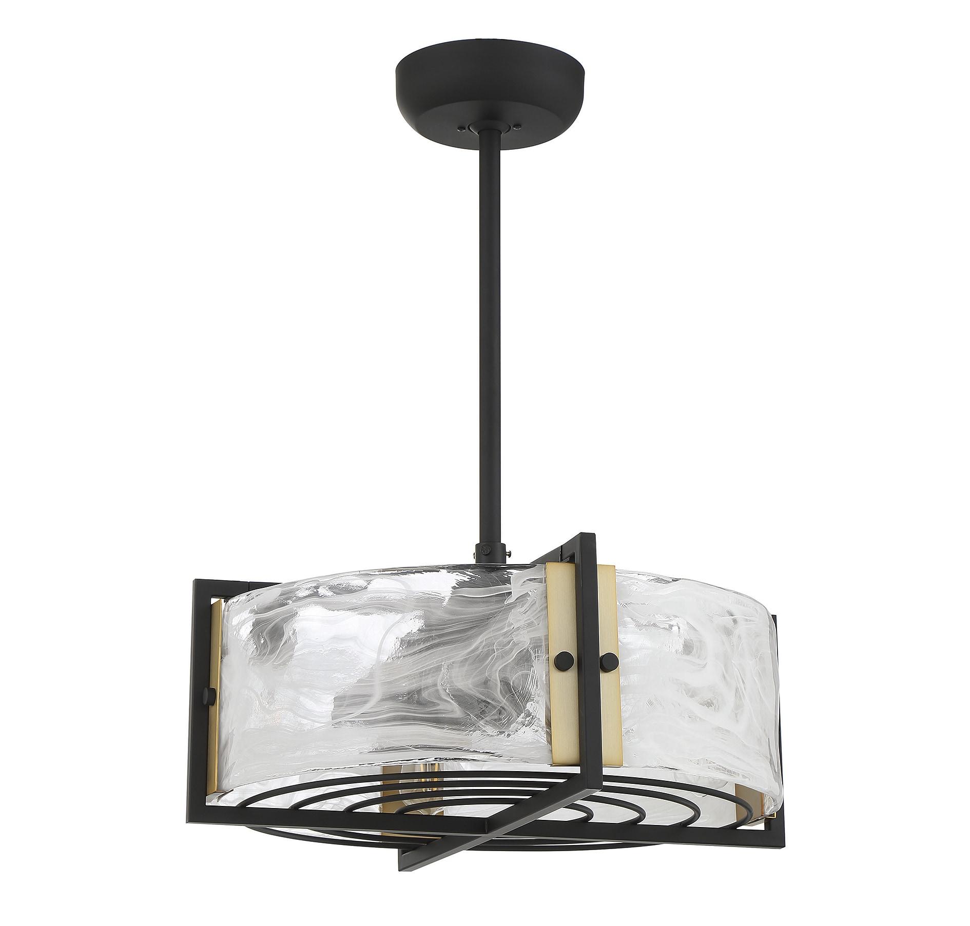 Hayward 4-Light Fan D'Lier in Matte Black with Warm Brass Accents
