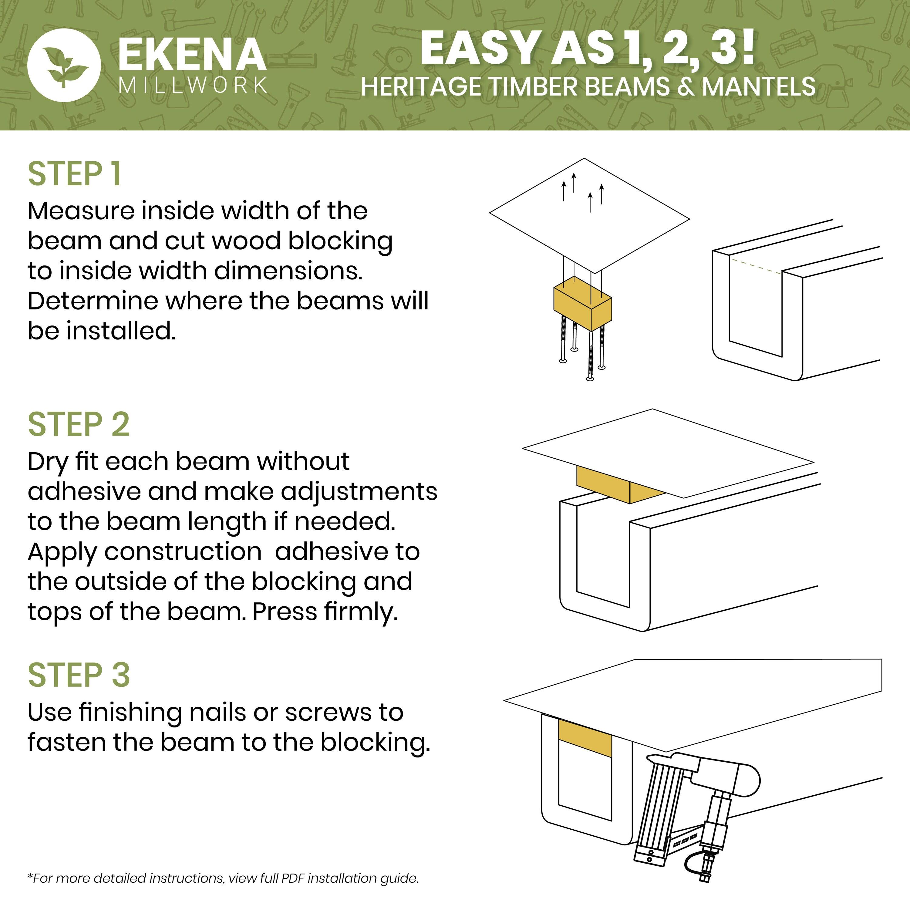 Ekena Millwork Salvaged Timber HeritageTimber Faux Wood 3-Sided Ceiling Beam (U-Beam)