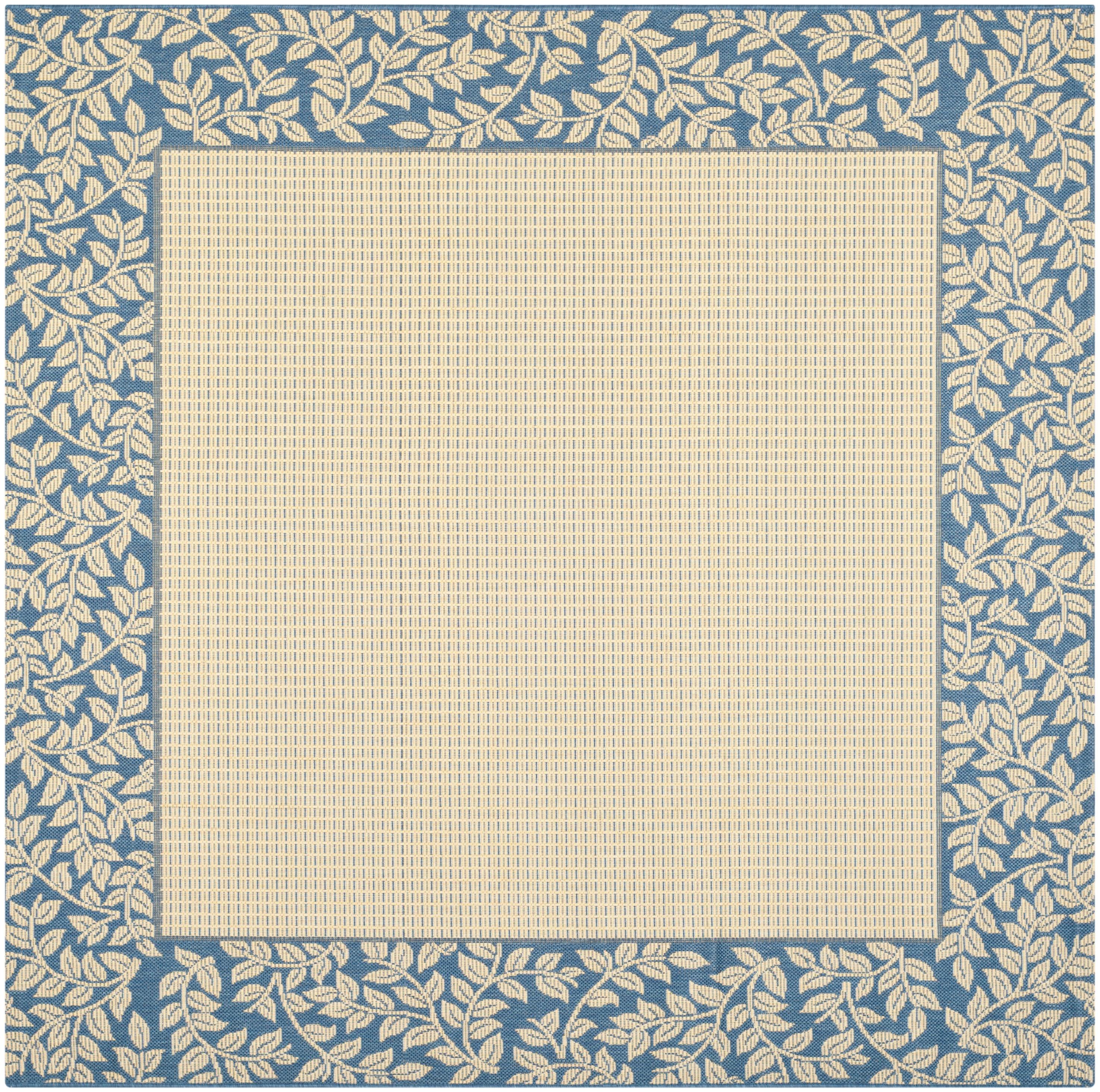 Courtyard CY0727 UV & Stain Resistant Non-Shedding Power Loomed Indoor/Outdoor Area Rug - Natural/Blue - 6'7"x6'7" - Safavieh