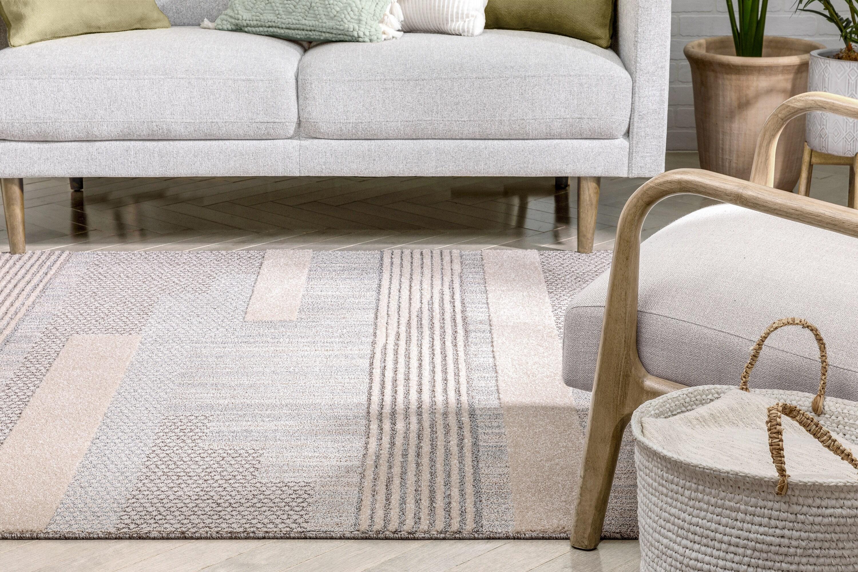 Marcone Briar Tribal Geometric Abstract Beige Looped Pile Rug