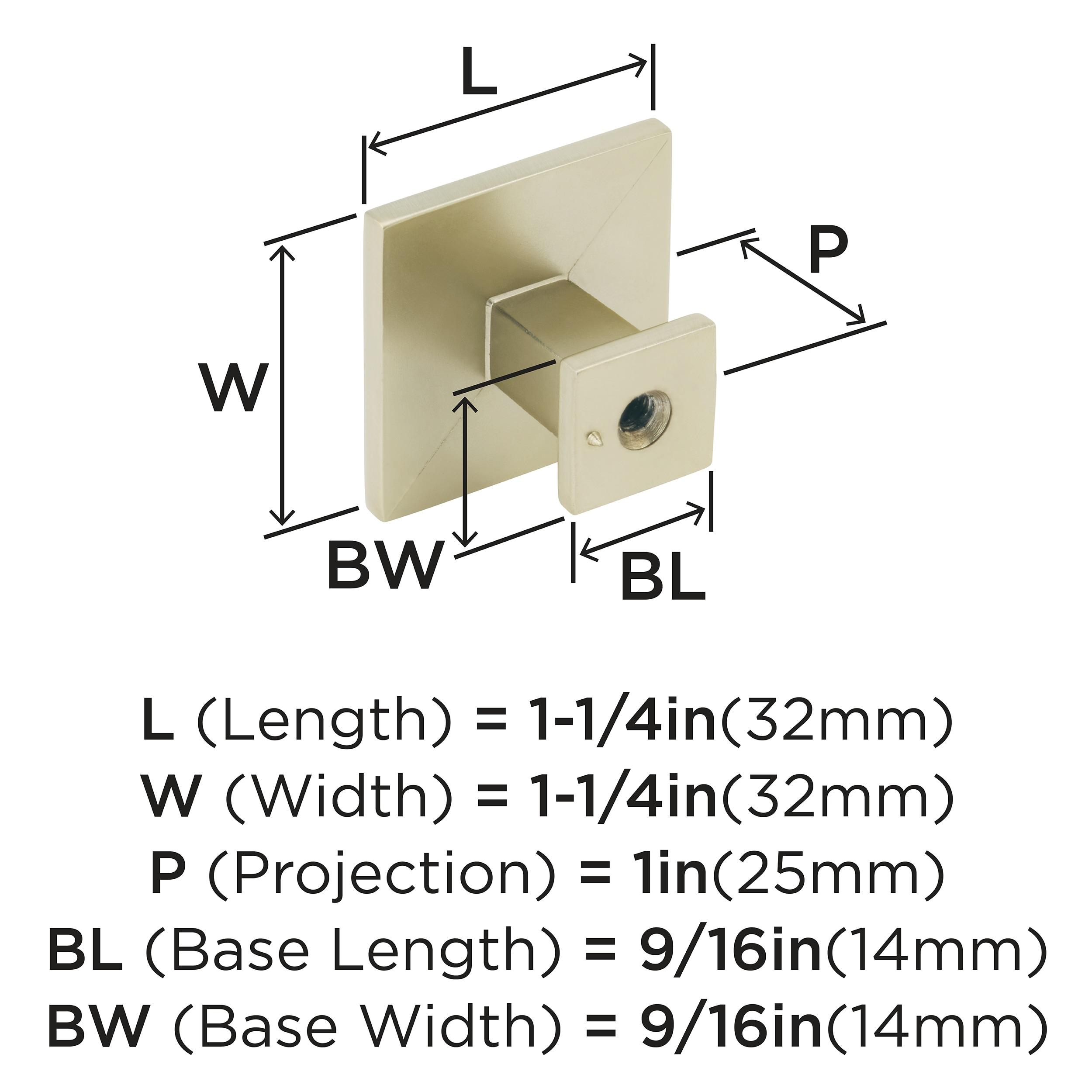 Appoint 1 1/4" Length Square Knob