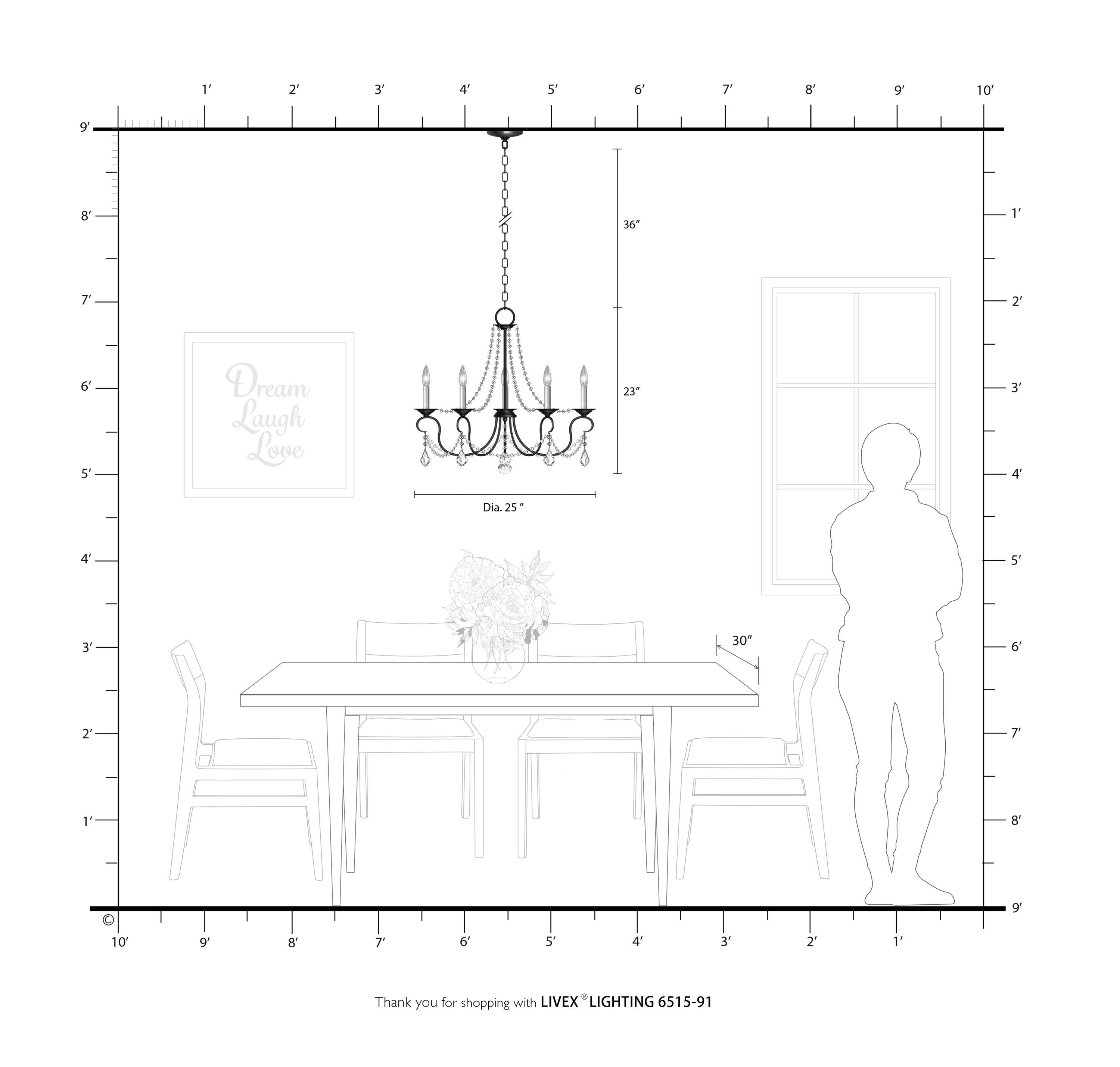 Livex Lighting Pennington 5 - Light Chandelier in Brushed Nickel