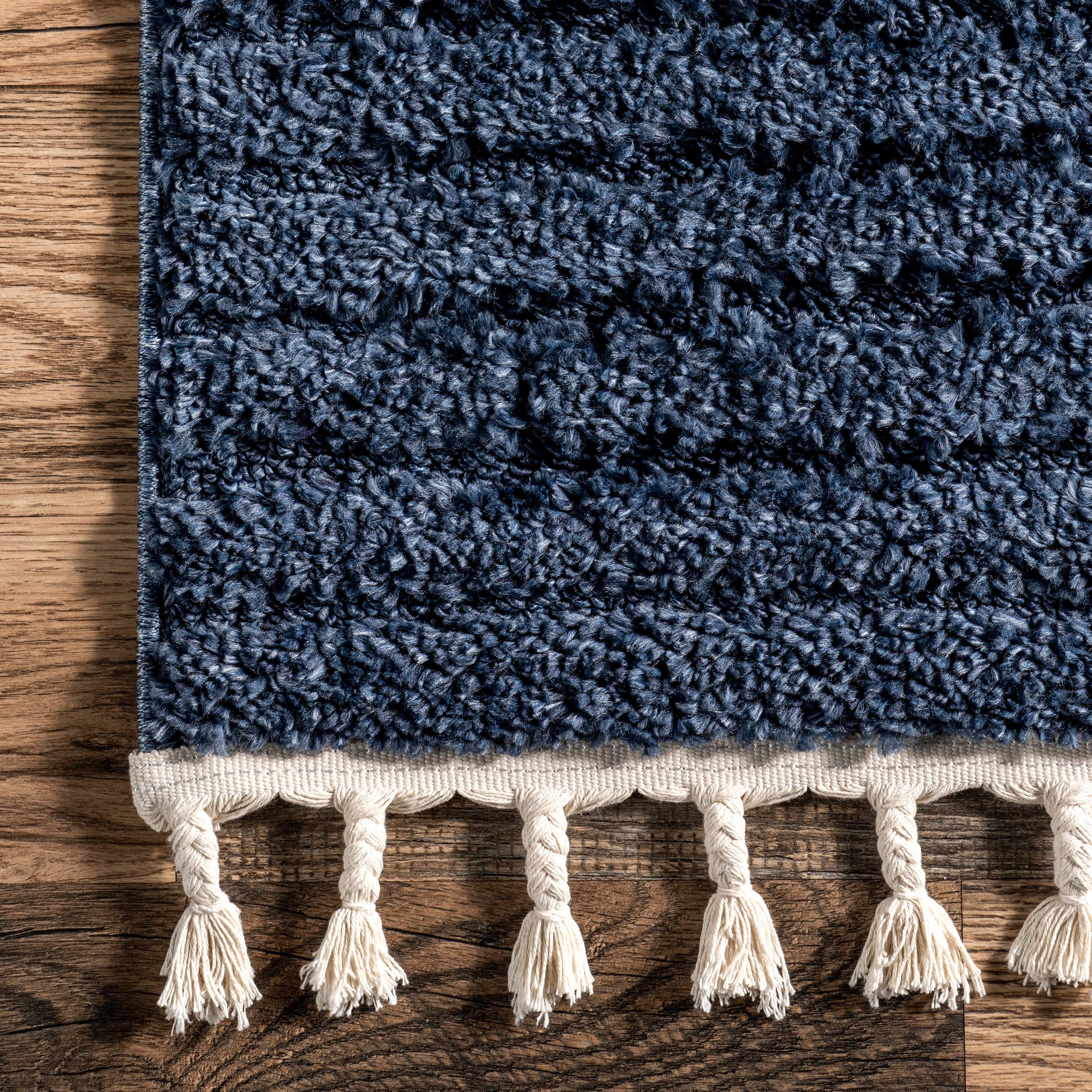 Nuloom Risette Solid 5x8 Shag Indoor Area Rug for Living Room Bedroom Dining Room Nursery, Blue
