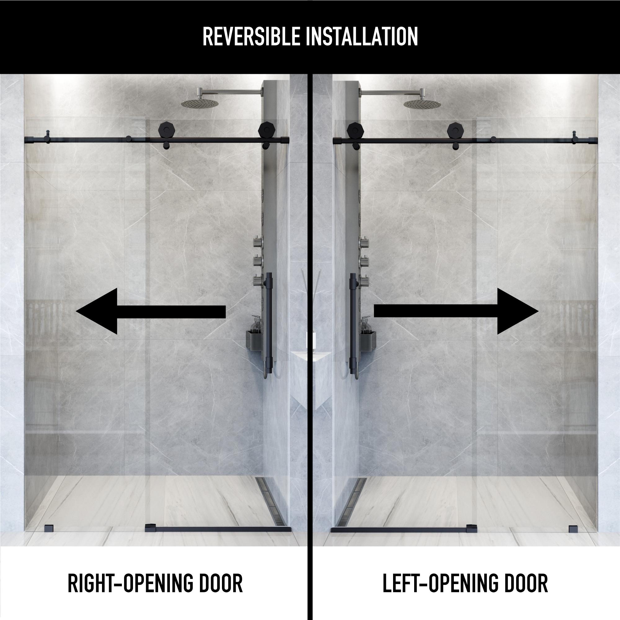 Elan Hart 56-60" W x 76" H Sliding Frameless Shower Door with 3/8" Clear Glass