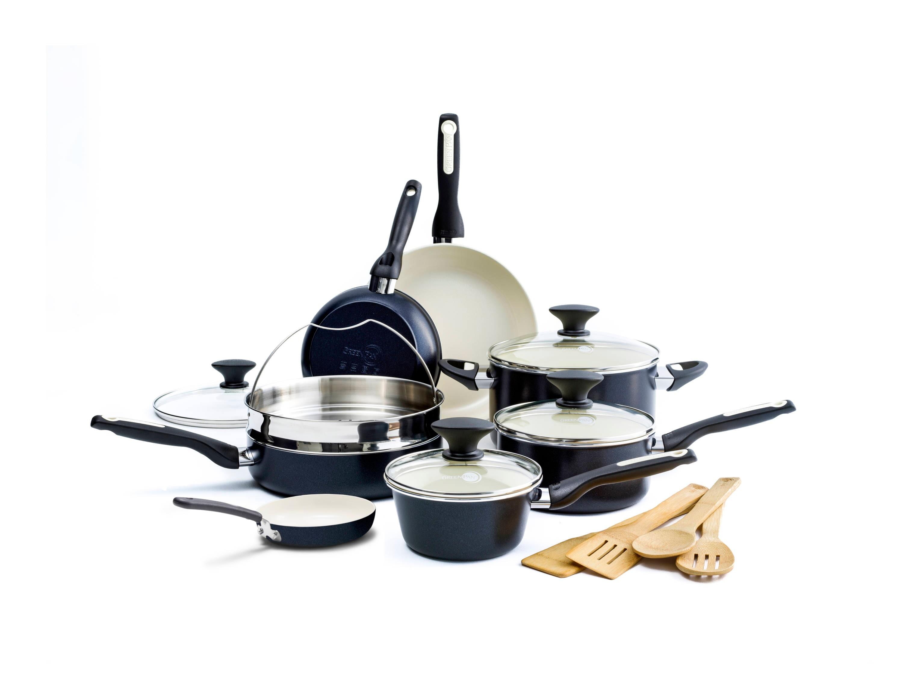 GreenPan GreenPan Rio Healthy Ceramic Nonstick 16 Piece Cookware Pots and Pans Set, PFAS-Free, Dishwasher Safe