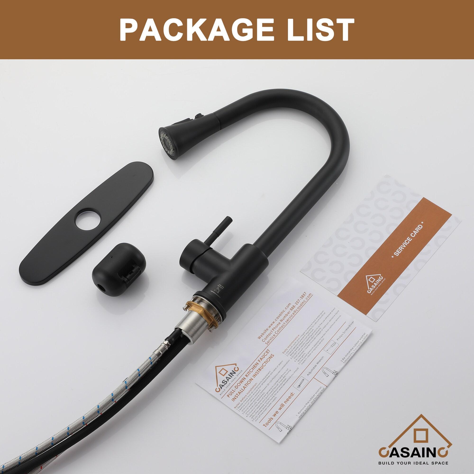 Pull Down Sprayer Kitchen Faucet with Dual-Function Sprayer and Deck Plate in Spot-Free