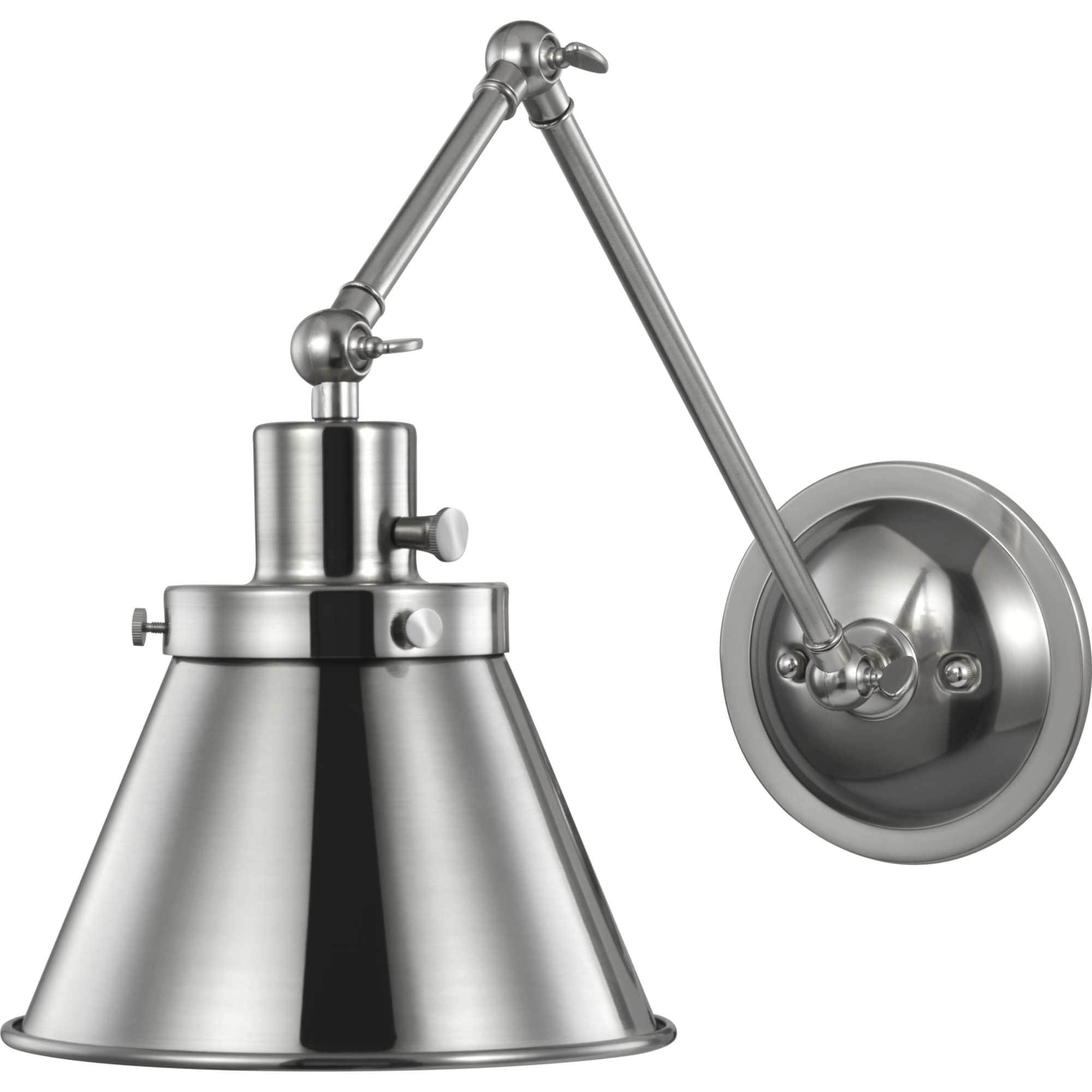 Progress Lighting Hinton 1-Light Swing Arm Wall Bracket, Brushed Nickel, Metal Shade
