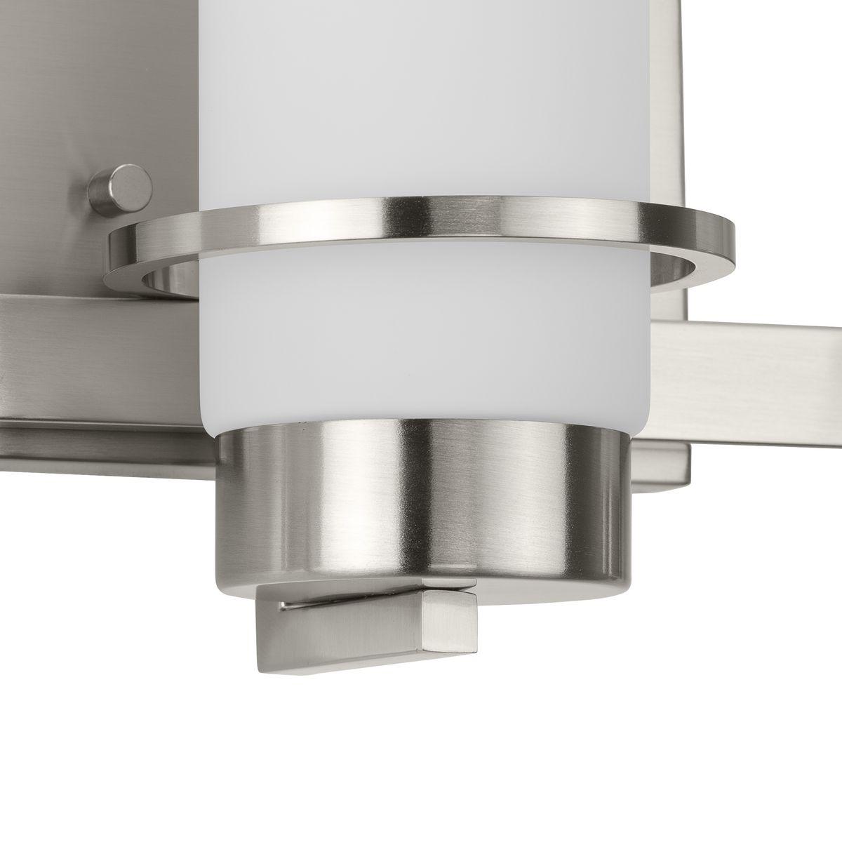Progress Lighting Reiss 3-Light Vanity Light, Brushed Nickel, White Glass Shade