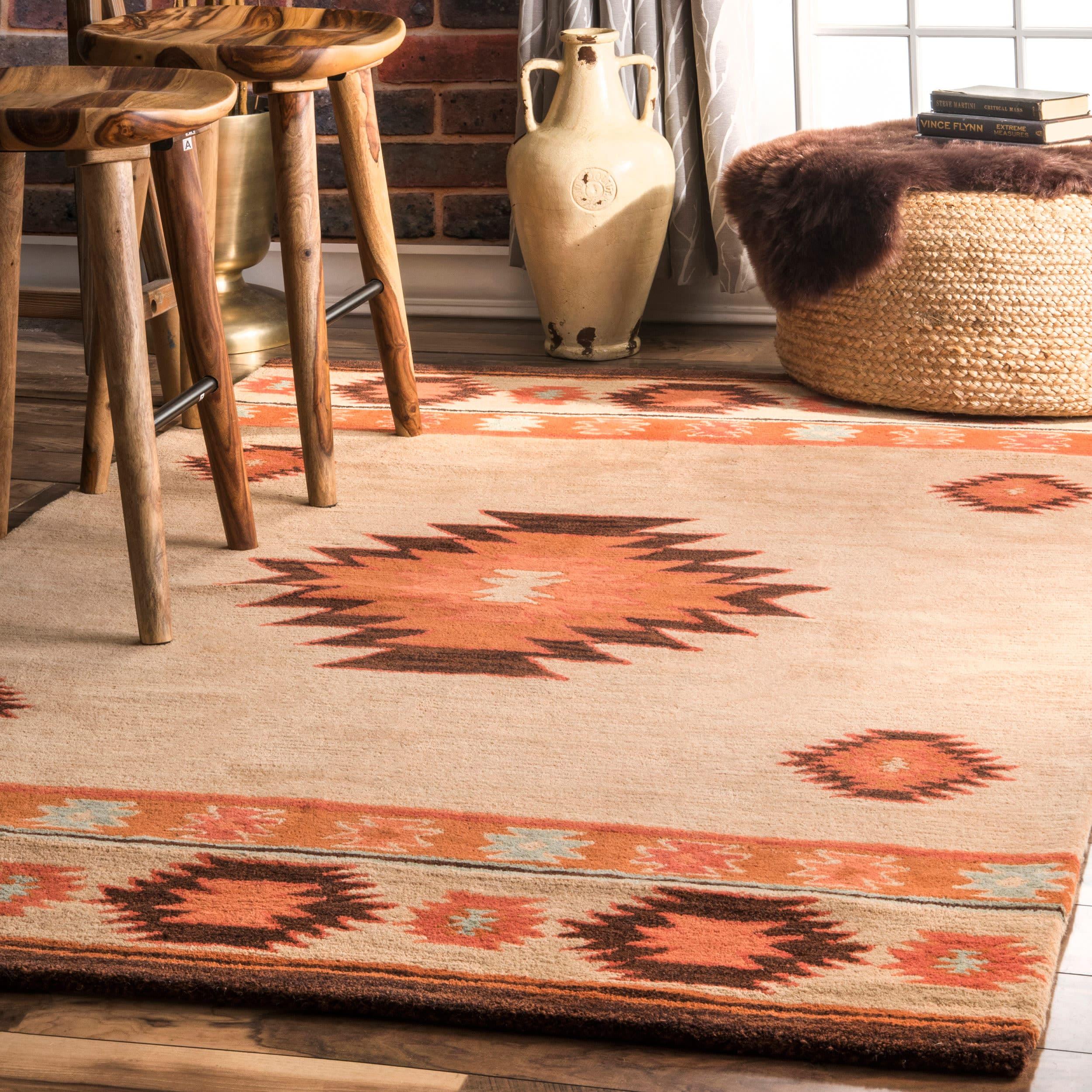 4'x6' Hand Tufted Shyla Area Rug Beige - nuLOOM: Wool, Bohemian Style, Medium Pile, Indoor Use