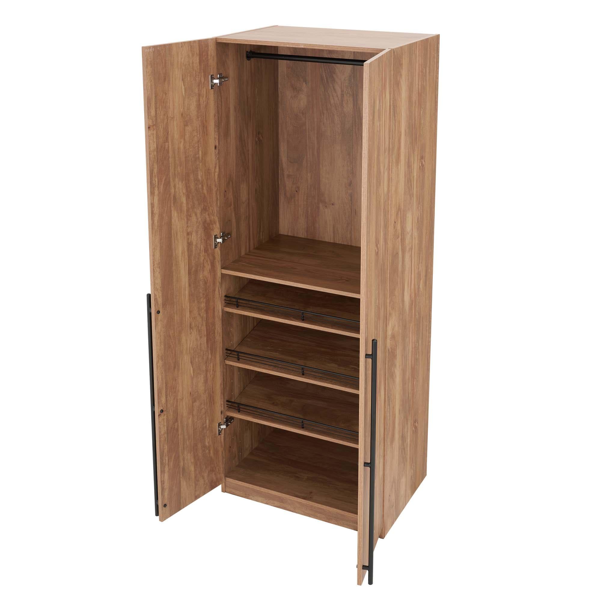 Manhattan Comfort Lee 2 Door and 4 Shelf Wardrobe Closet: Wood Laminate, Metal Hardware, Modern Style