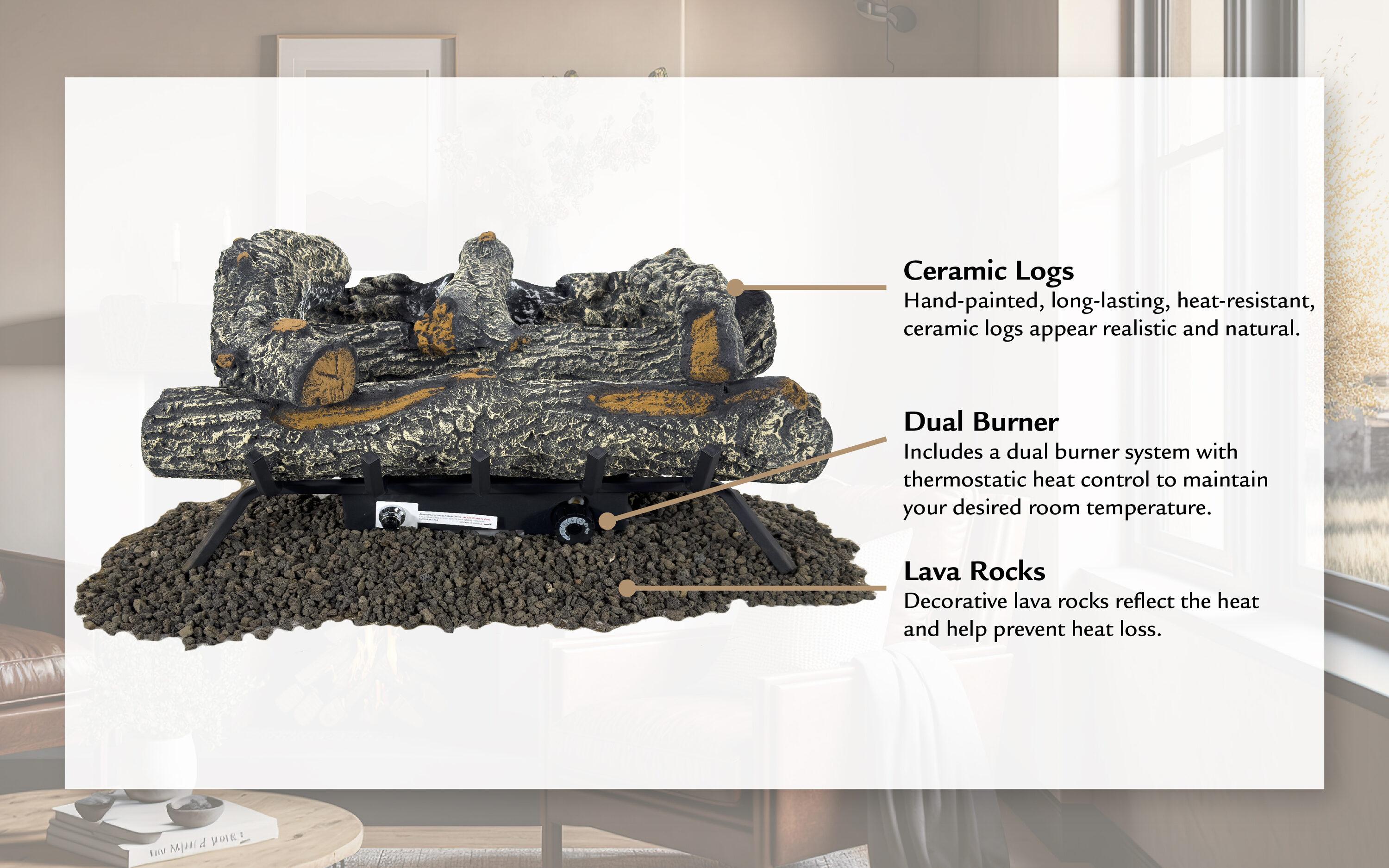 24-In Southern Oak Vent Free Gas Log Set 30,000 BTU's