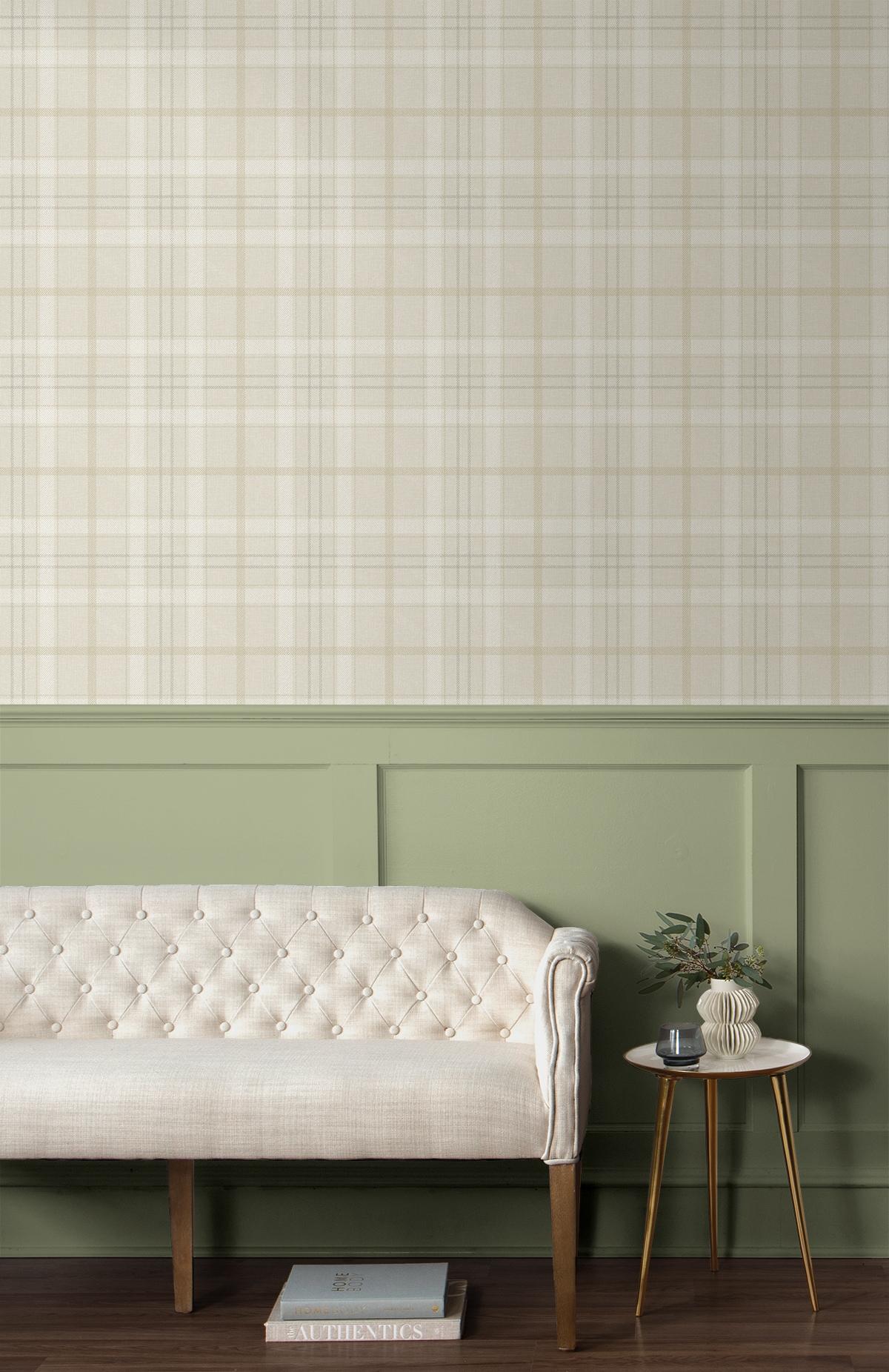 NextWall Neutral Tailor Plaid Peel and Stick Wallpaper - 20.9 in. W x 18 ft. L Roll