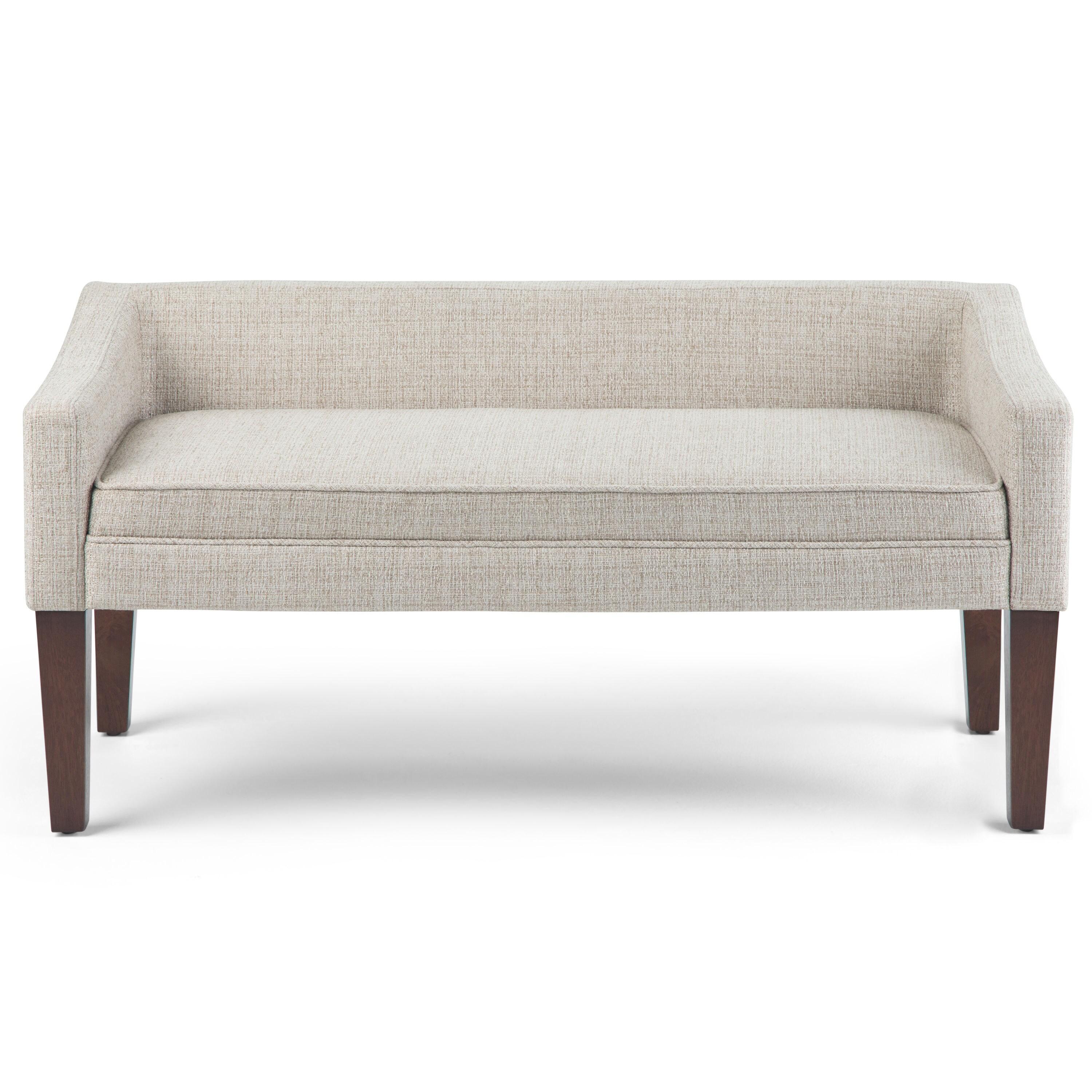 Simpli Home Parris Polyester Upholstered Bench