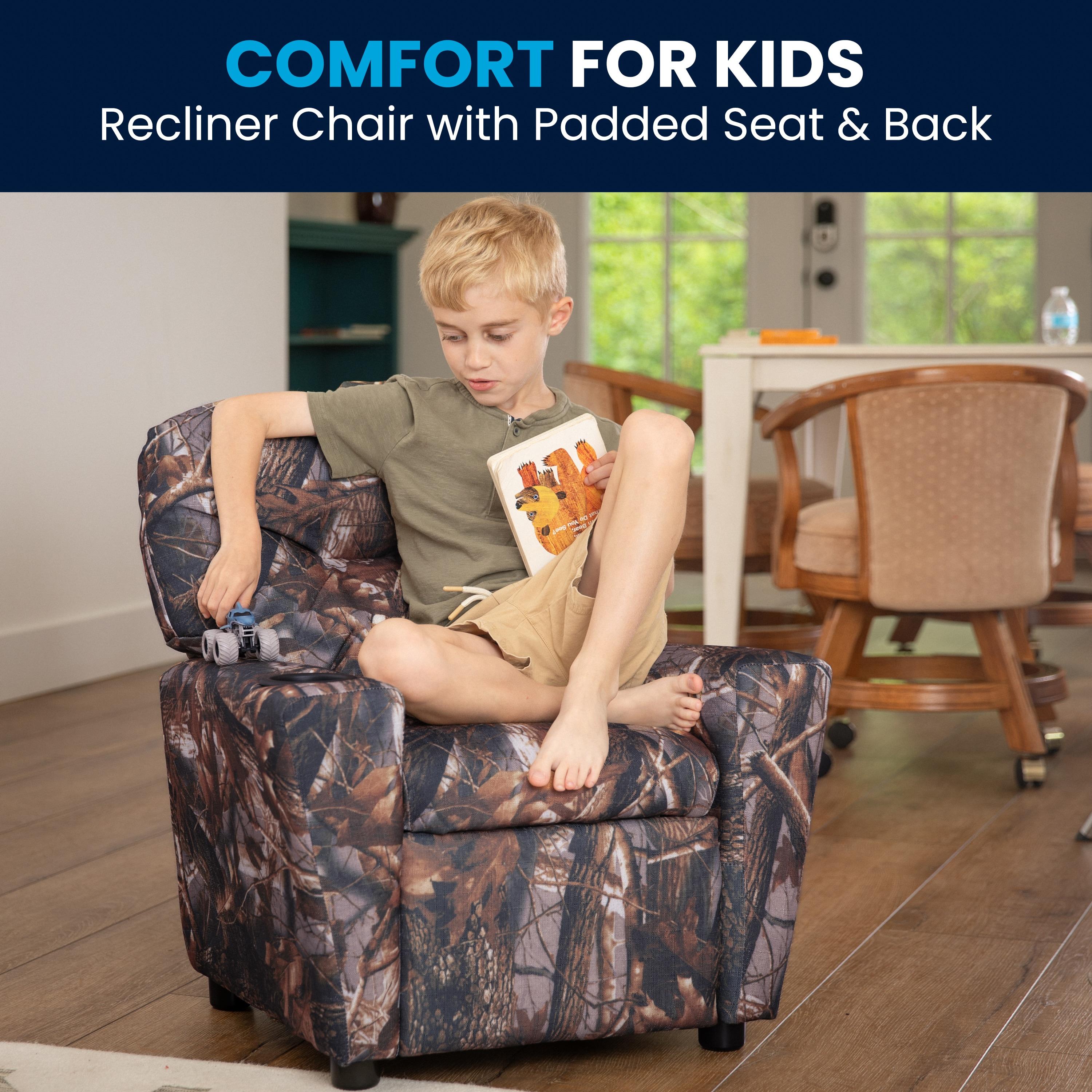 Flash Furniture Chandler Contemporary Camouflaged Fabric Kids Recliner with Cup Holder