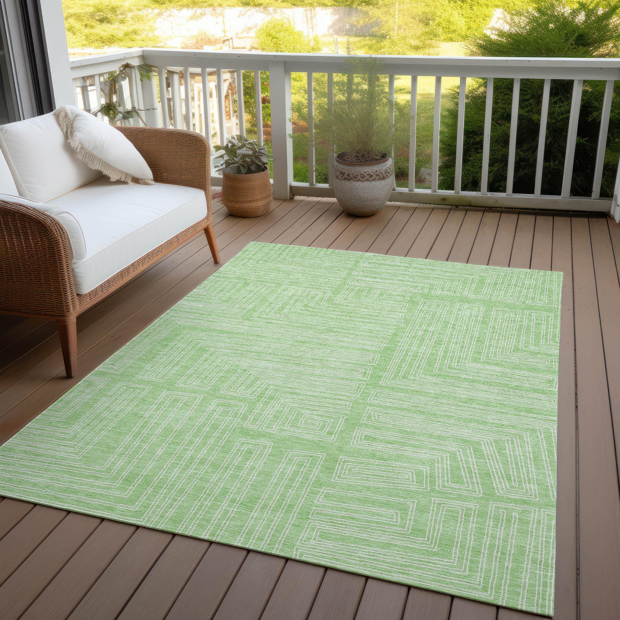 Addison Rugs Chantille Indoor/Outdoor Transitional Geometric, Abstract Mint Washable Rectangle Rug, 2'6" x 3'10"