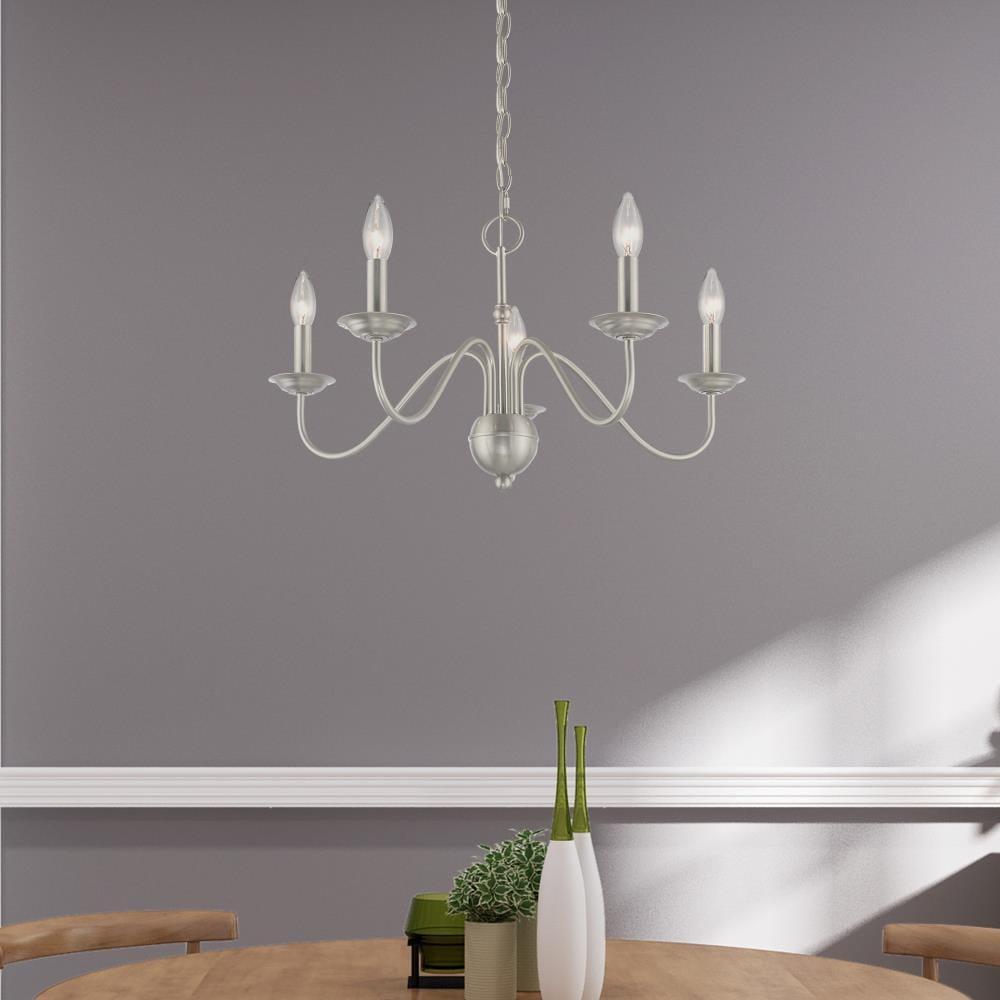 Livex Lighting 52165 Windsor 5 Light 24" Wide Taper Candle Chandelier - Nickel