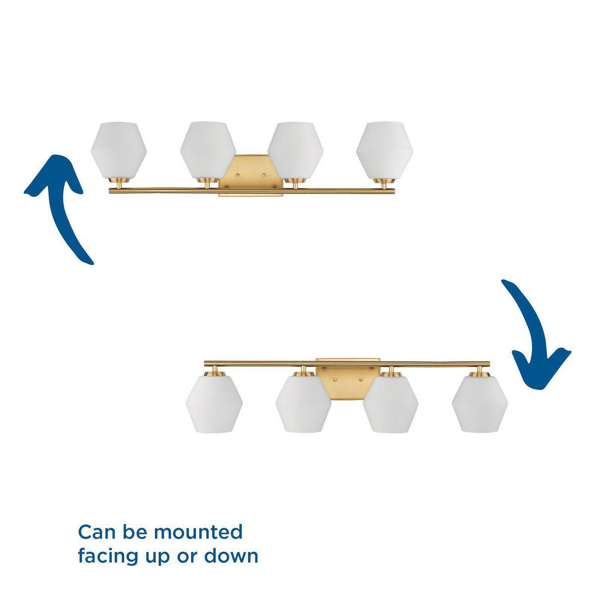 Progress Lighting Copeland 4-Light Vanity Light, Brushed Gold, Opal Glass Shades