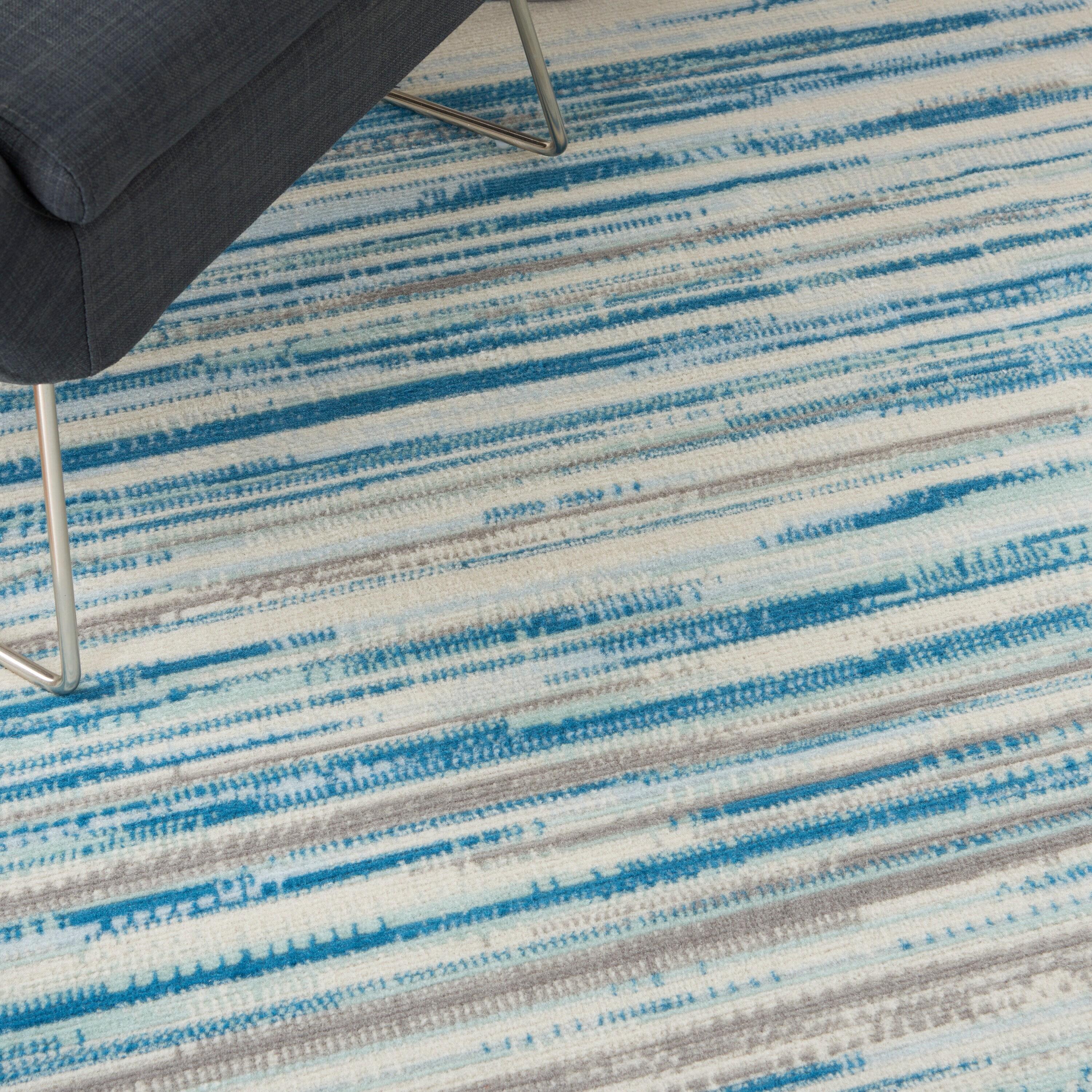 Nourison Jubilant 6' x 9' Blue Indoor Area Rug Coastal Contemporary Striped by Nourison
