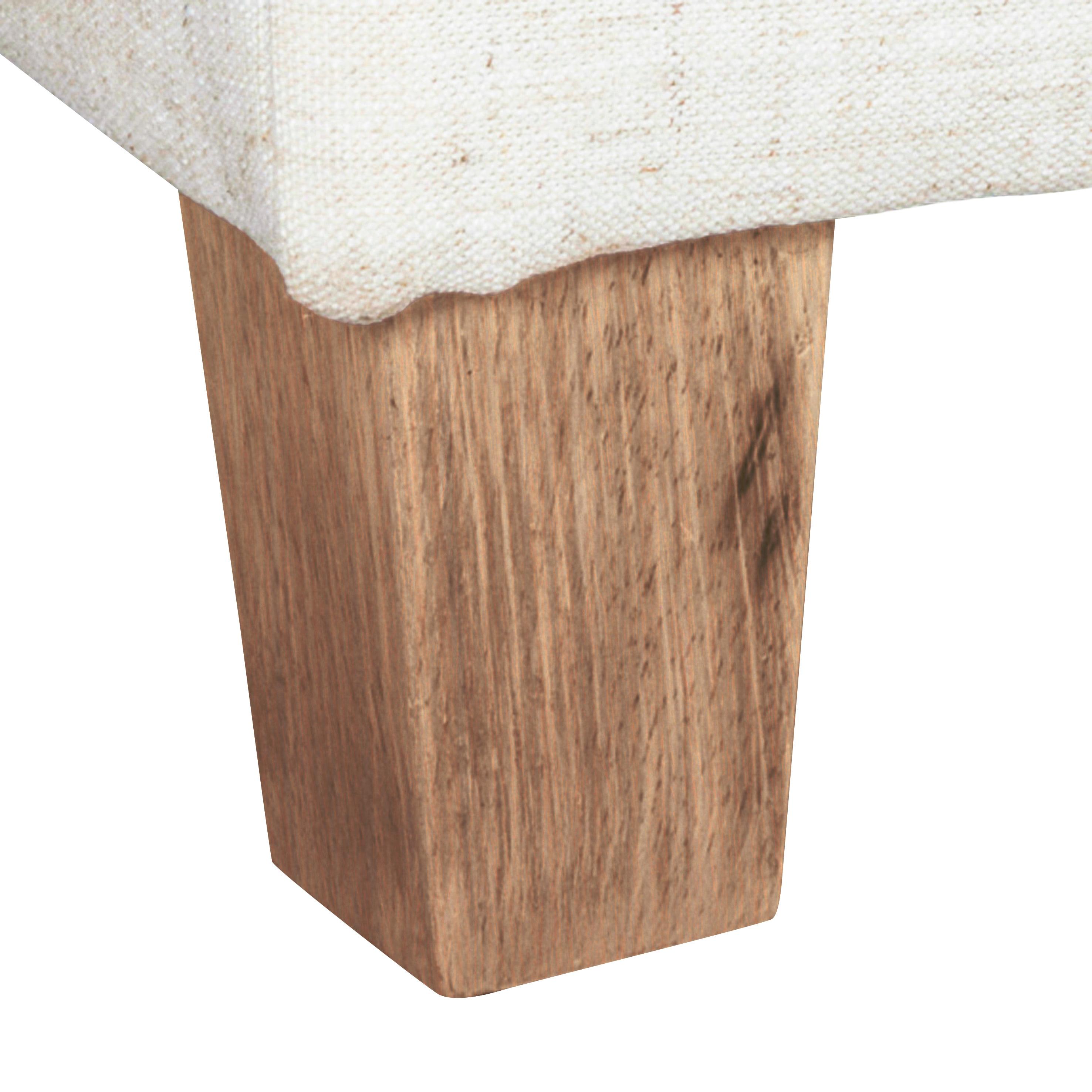 HomePop Cole Classics Square Storage Ottoman with Lift Off Top Linen: Upholstered Footstool, Wood Legs, Polyester