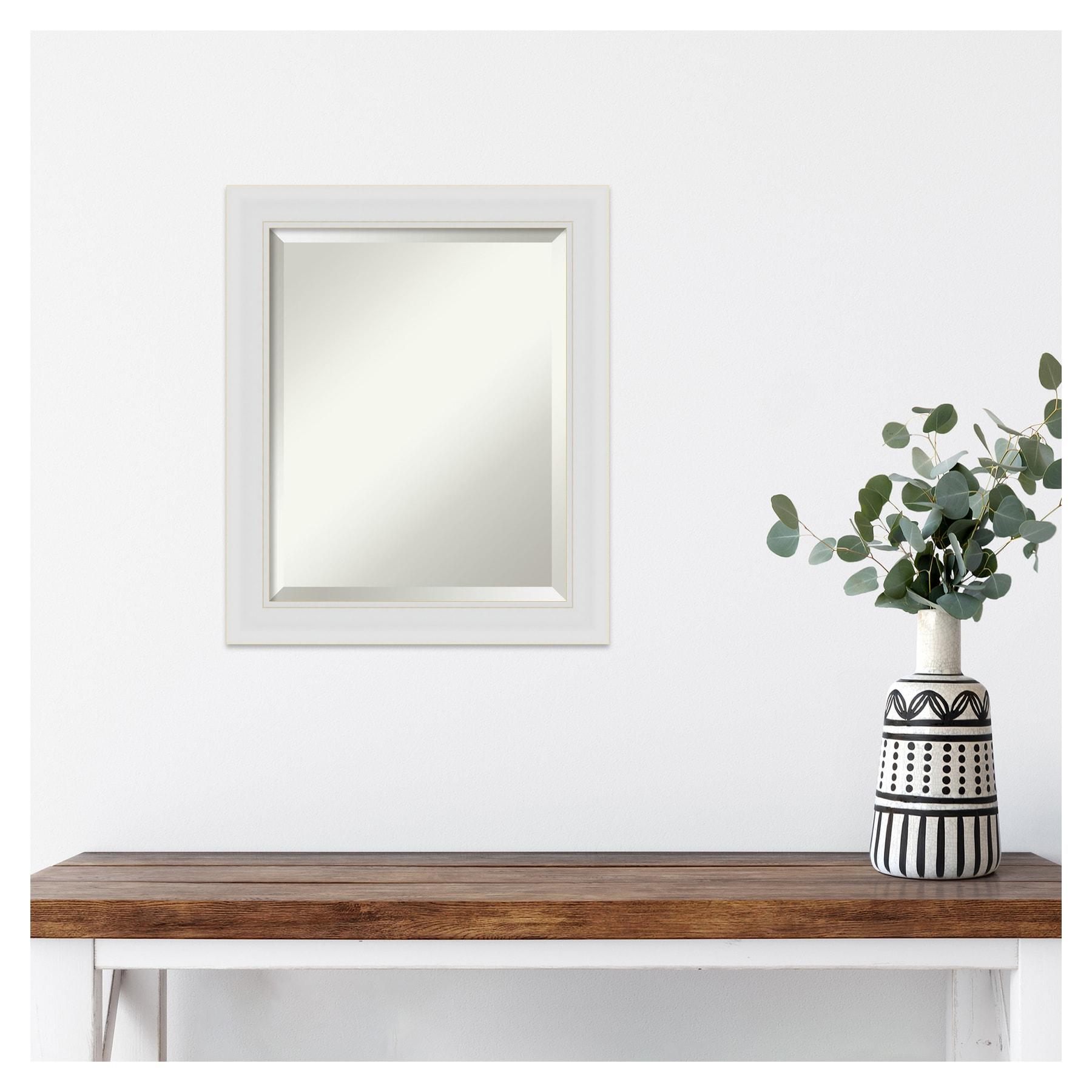 20" x 24" Flair Framed Bathroom Vanity Wall Mirror Soft White - Amanti Art: Modern Rectangle, Satin Finish, No Assembly Required