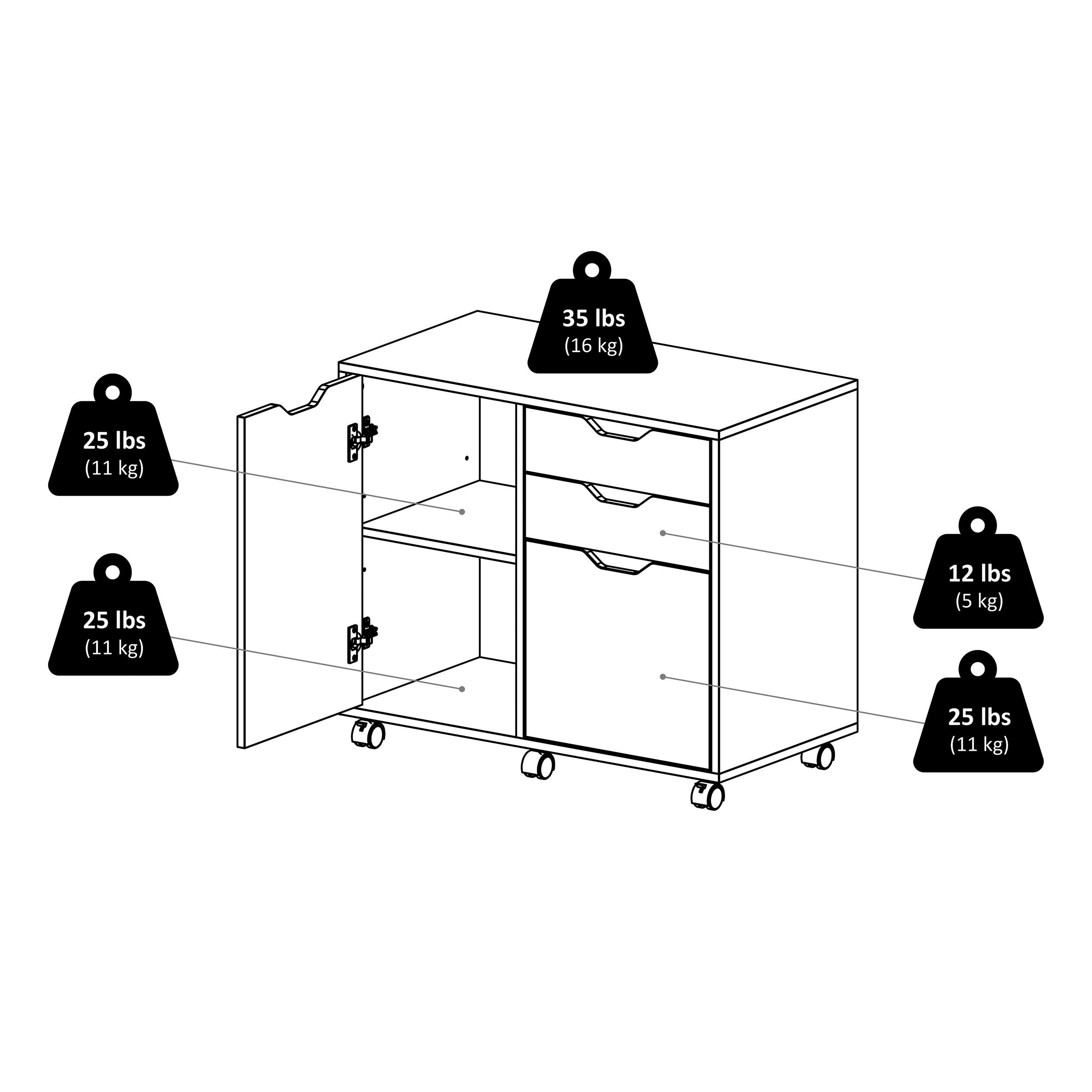 Winsome Halifax 2 Sections Mobile Filing Cabinet Black : MDF Construction, Office Storage, 2 Drawers